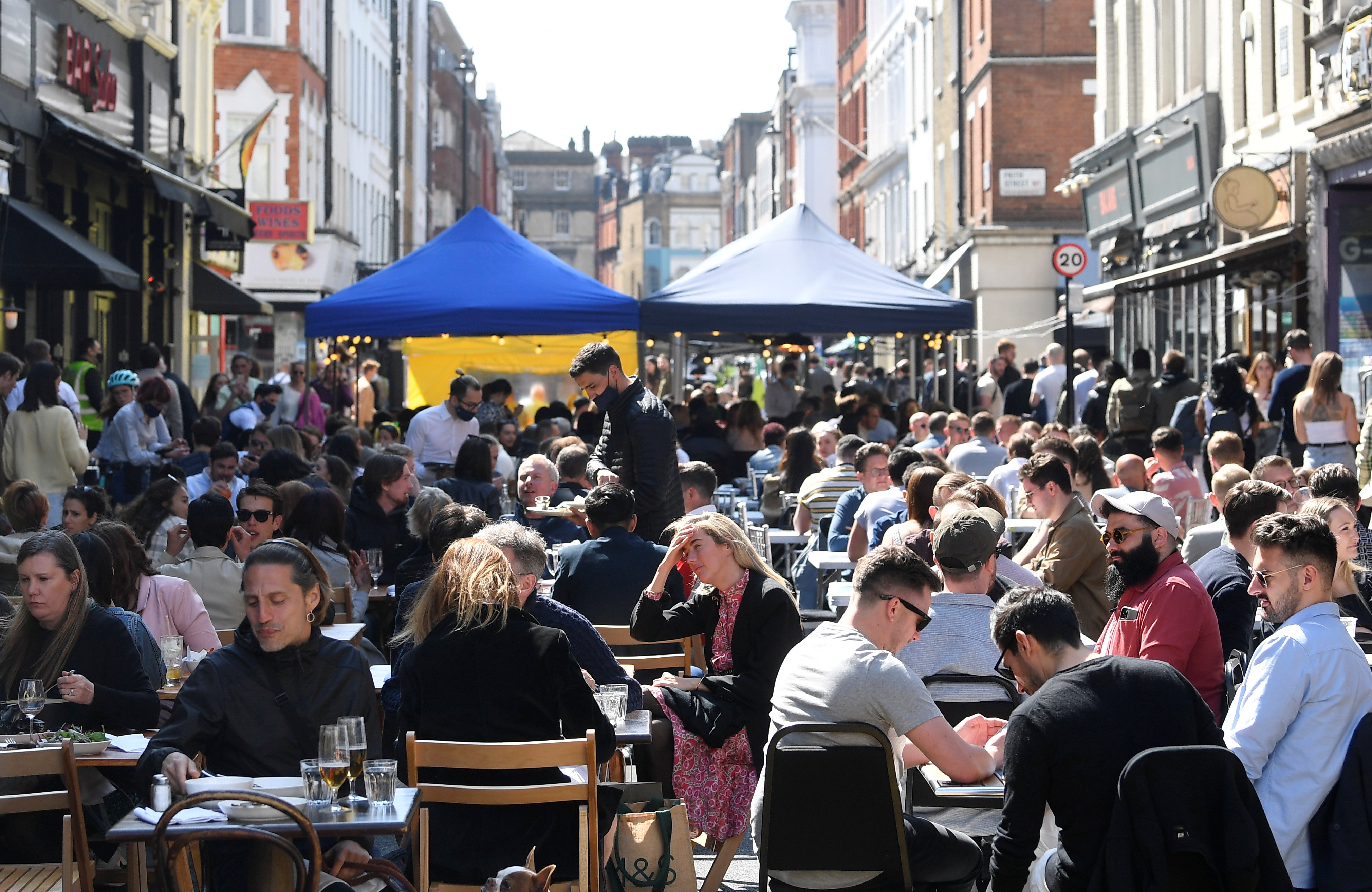 Crowds have returned to popular destinations such as London’s Soho after restrictions were eased