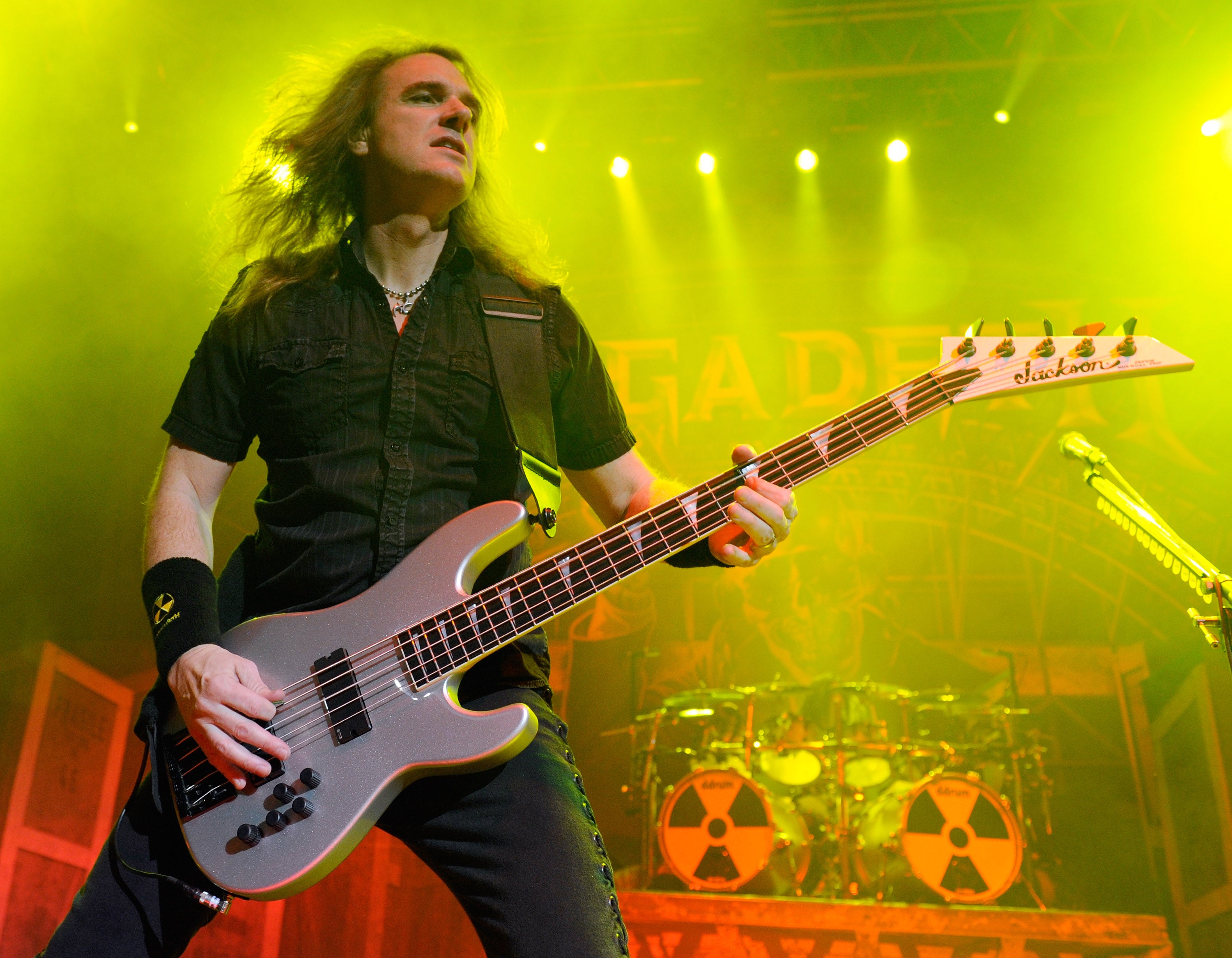 Megadeth bassist David Ellefson performs during the Jagermeister Fall Music Tour at The Pearl concert theater at the Palms Casino Resort October 20, 2010 in Las Vegas, Nevada