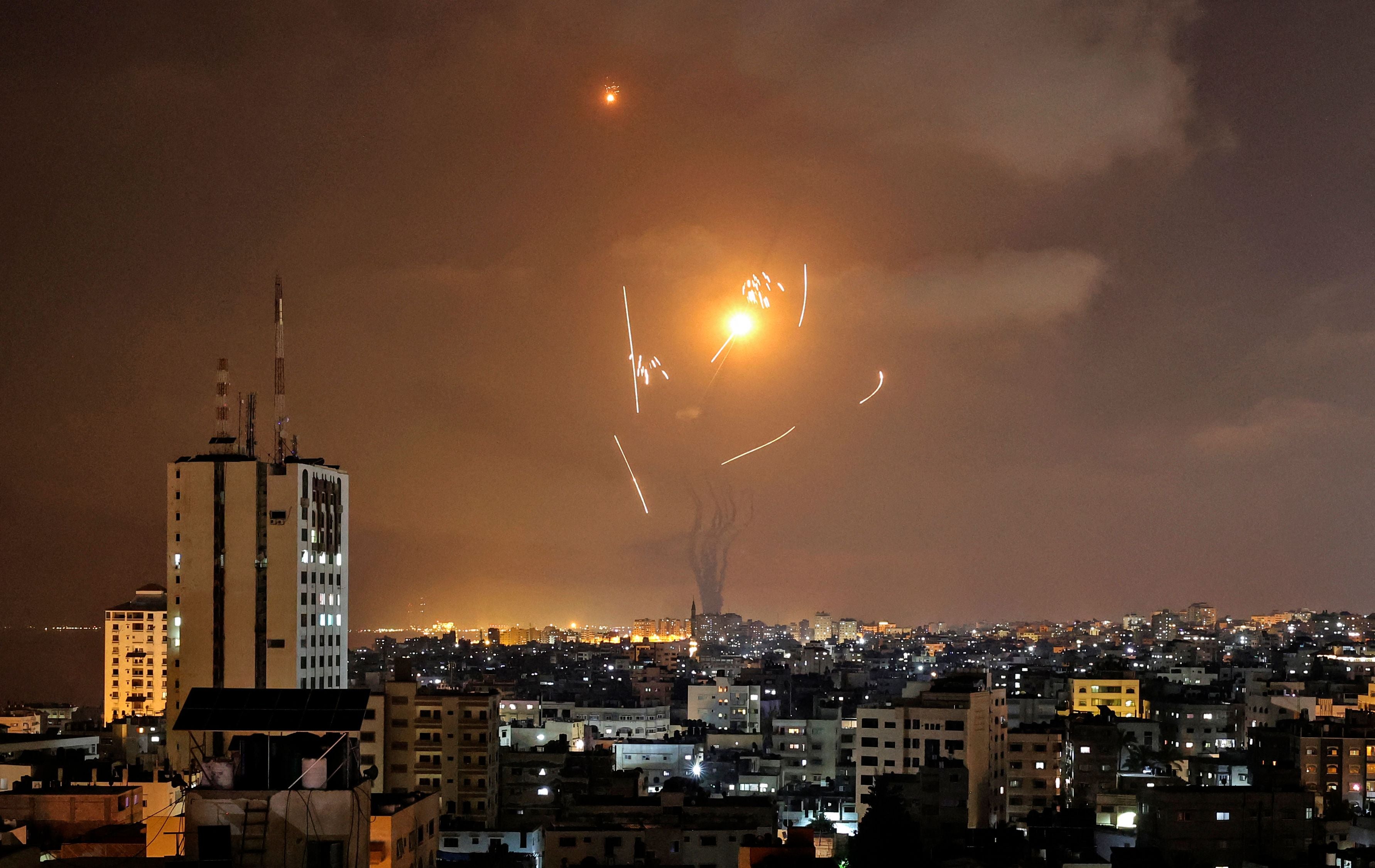 Rockets fired towards Israel from Gaza City, controlled by the Palestinian Islamist movement Hamas