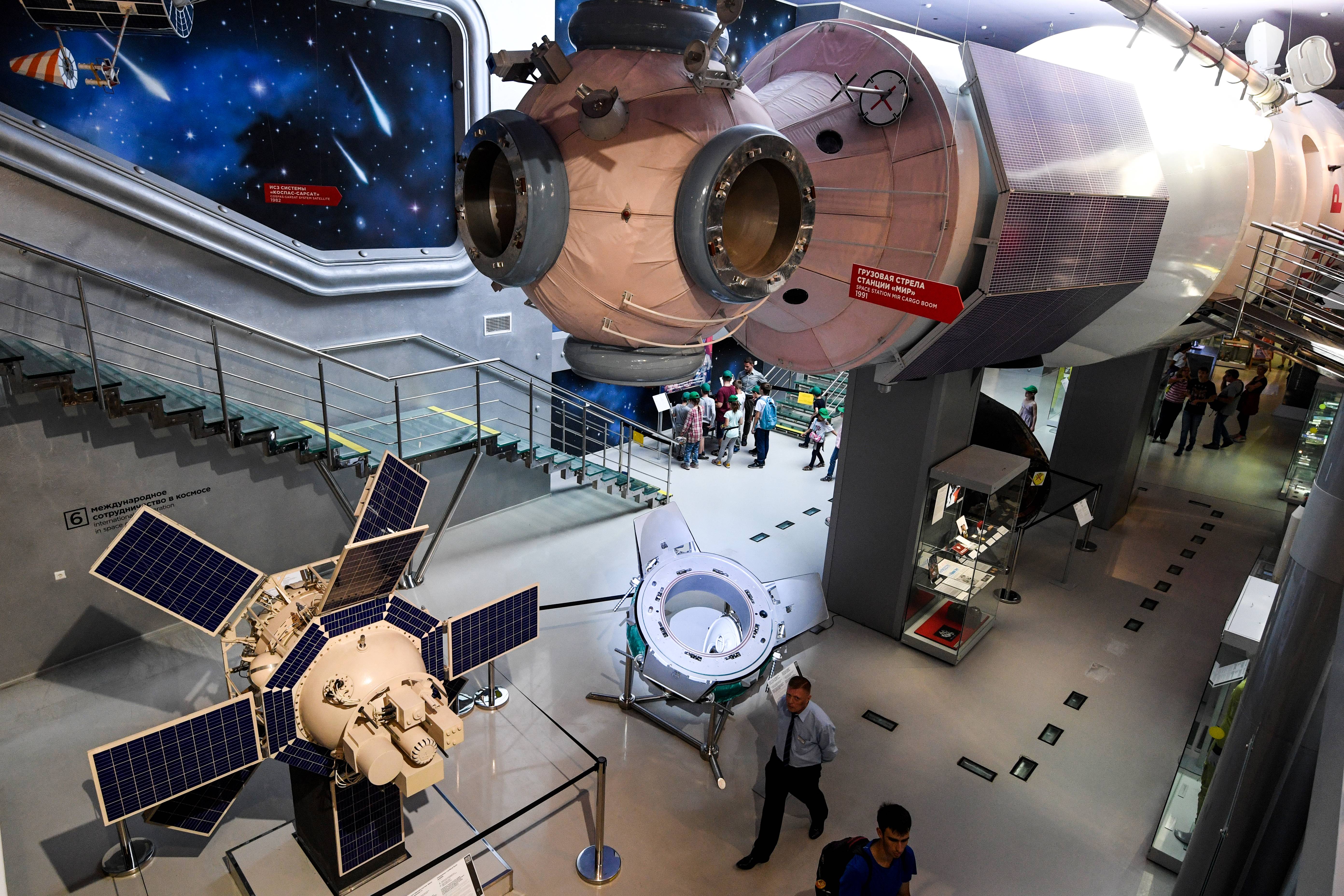 A model of the Mir space station - it was often described by others as cramped, noisy and rackety, but seems not to have concerned Sharman