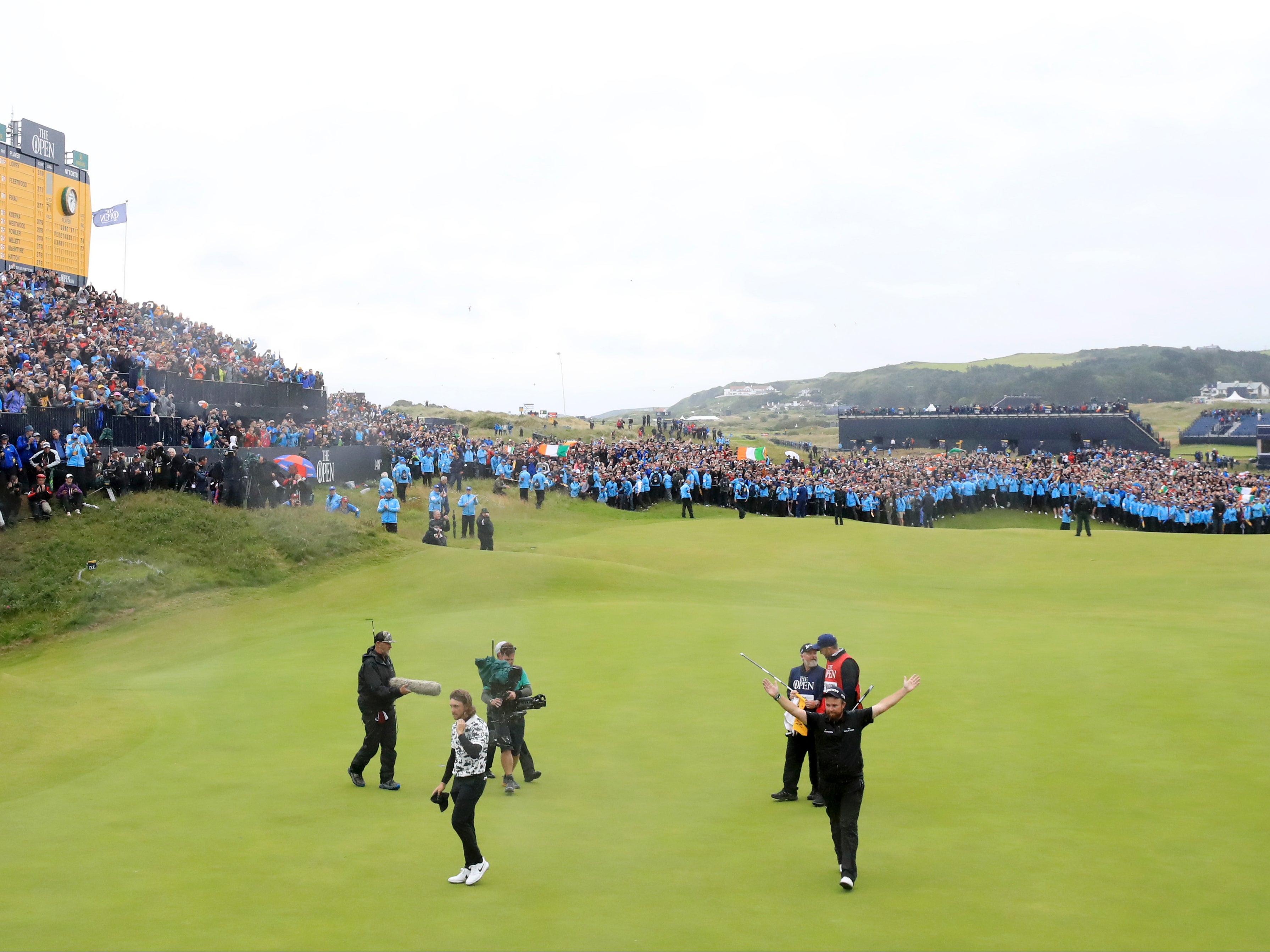 Shane Lowry of Ireland celebrates at Royal Portrush during the 148th Open Championship