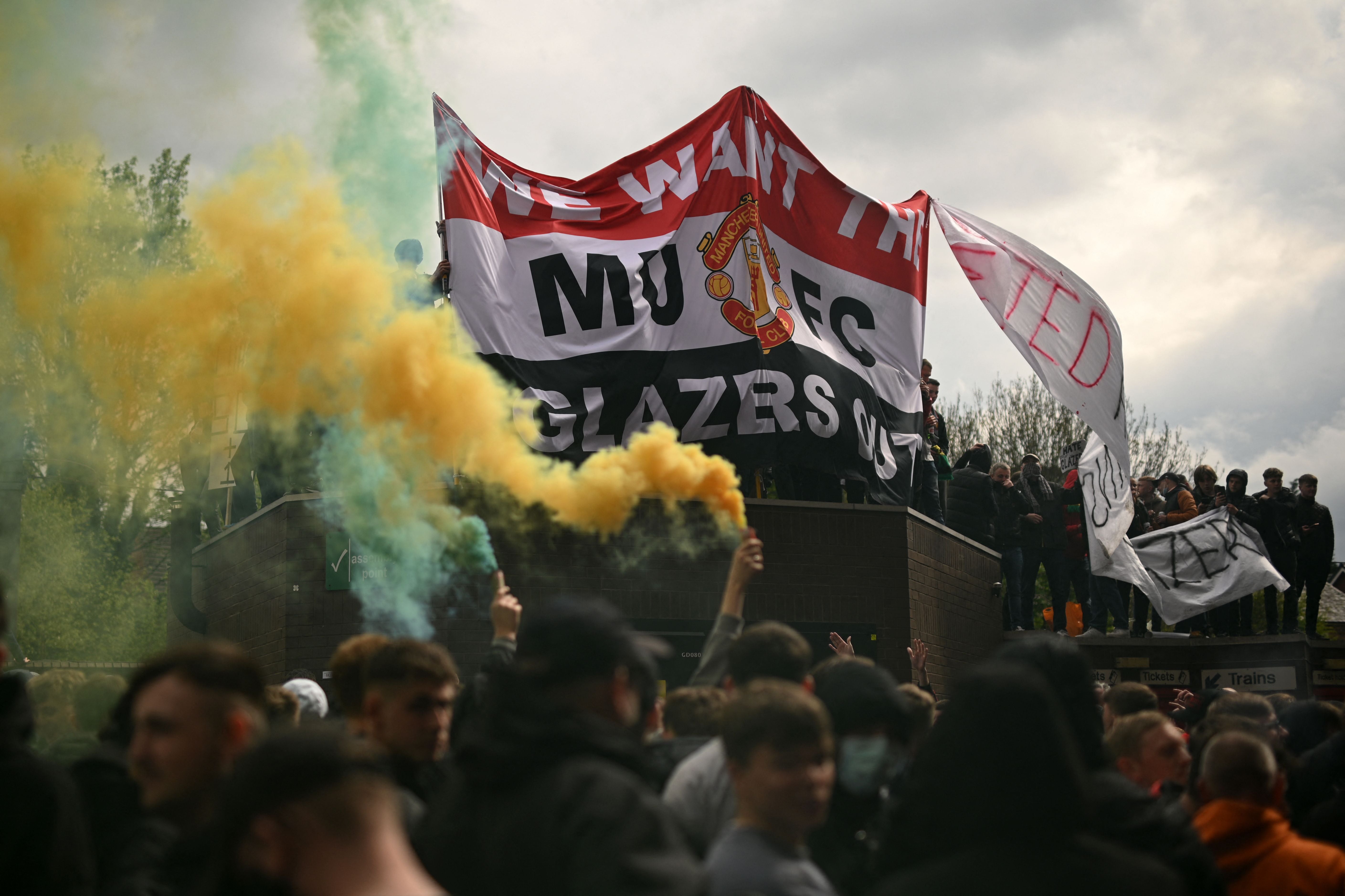 Manchester United fans protested against the Glazer family before their match against Liverpool