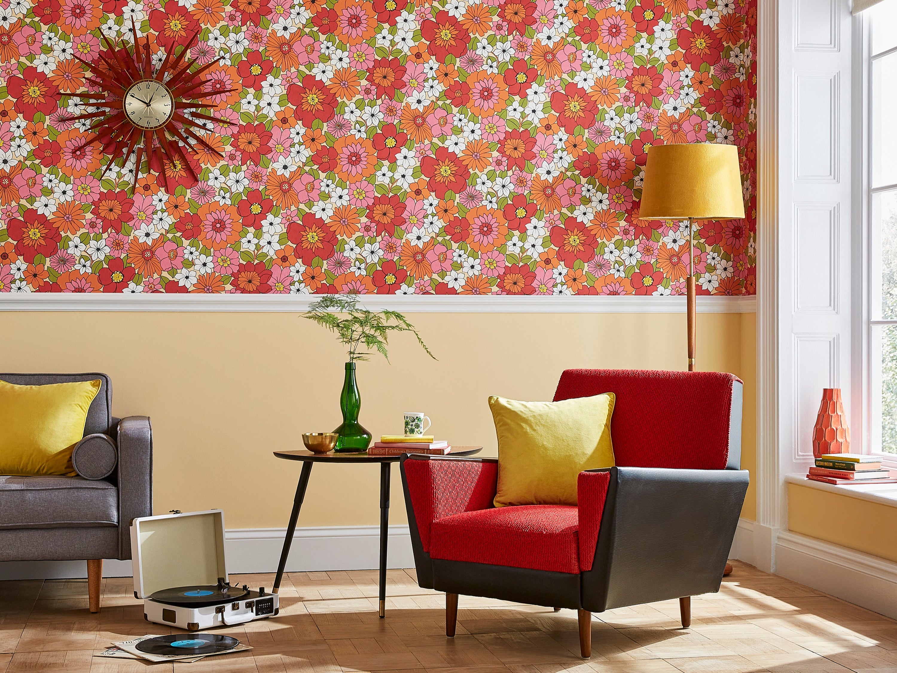 1960s Flower Power wallpaper, costing £65 per roll