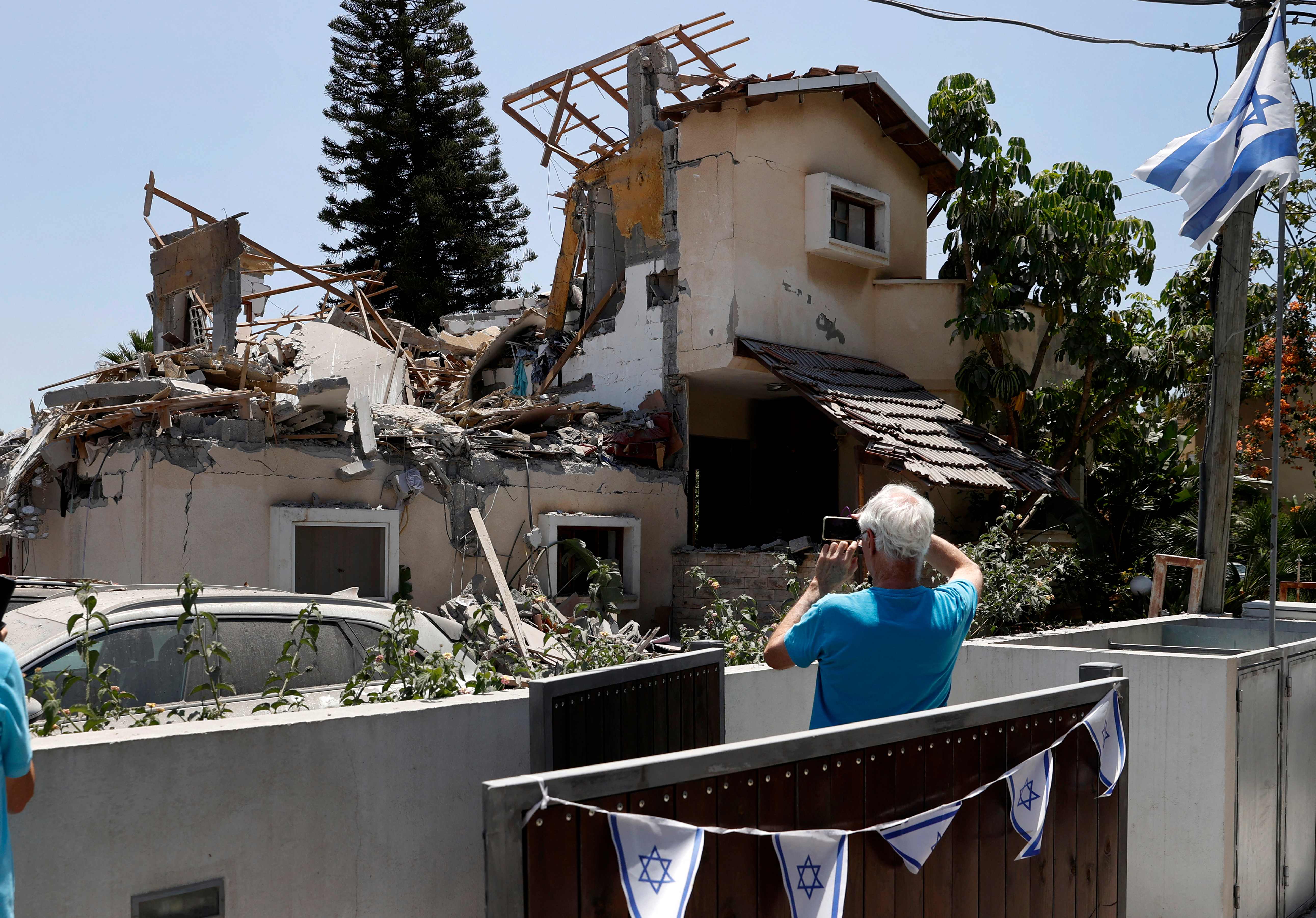 A damaged house in the city of Yehud in central Israel