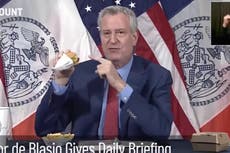 Viewers react to ‘deeply unsettling’ footage of DeBlasio eating Shake Shack as part of Covid vaccine offer