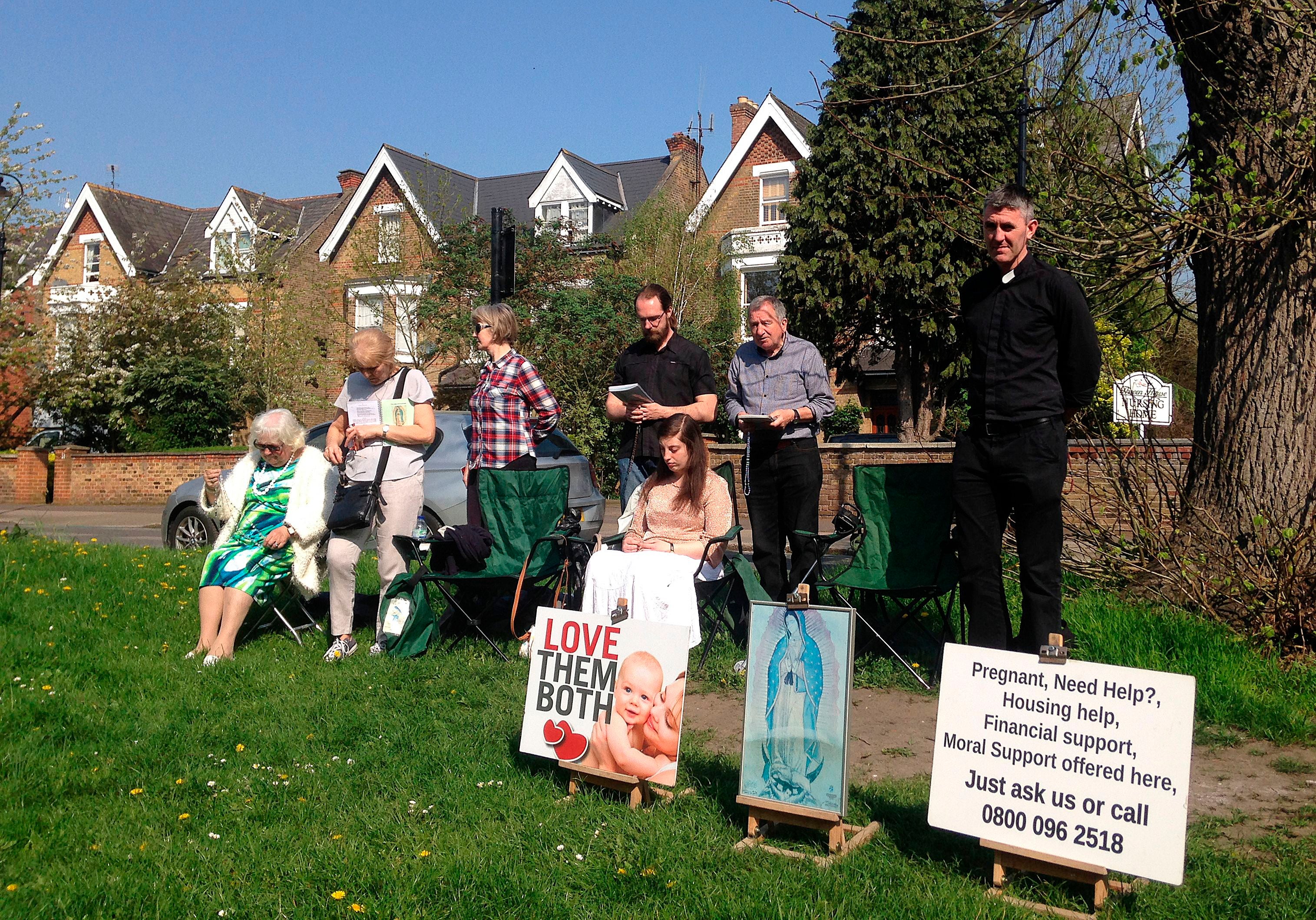 An anti-abortion vigil outside a MSI Reproductive Choices clinic in Ealing in west London that provides contraception and abortions back in 2018