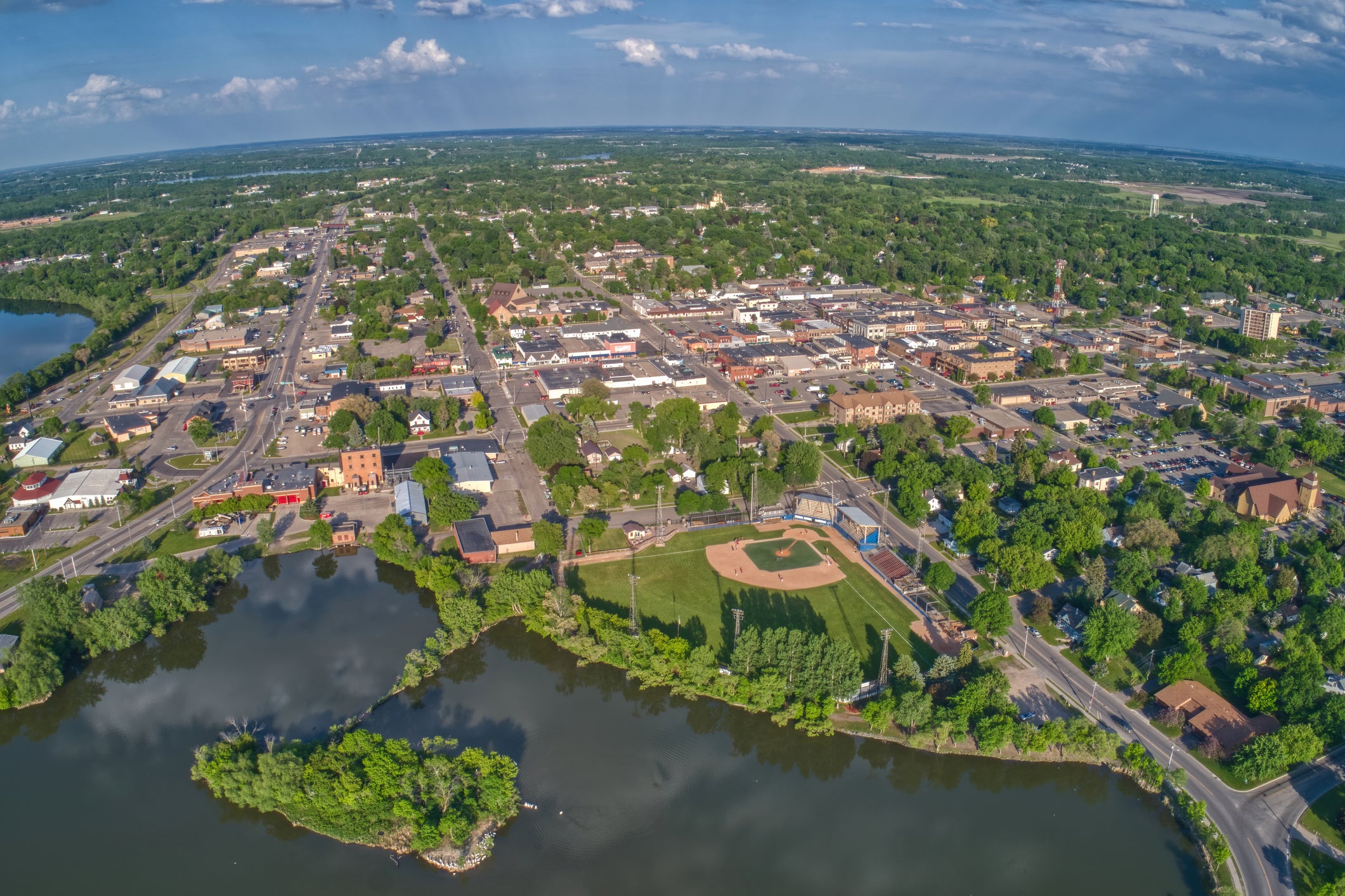 Birthplace of America? An aerial view of downtown Alexandria, Minnesota