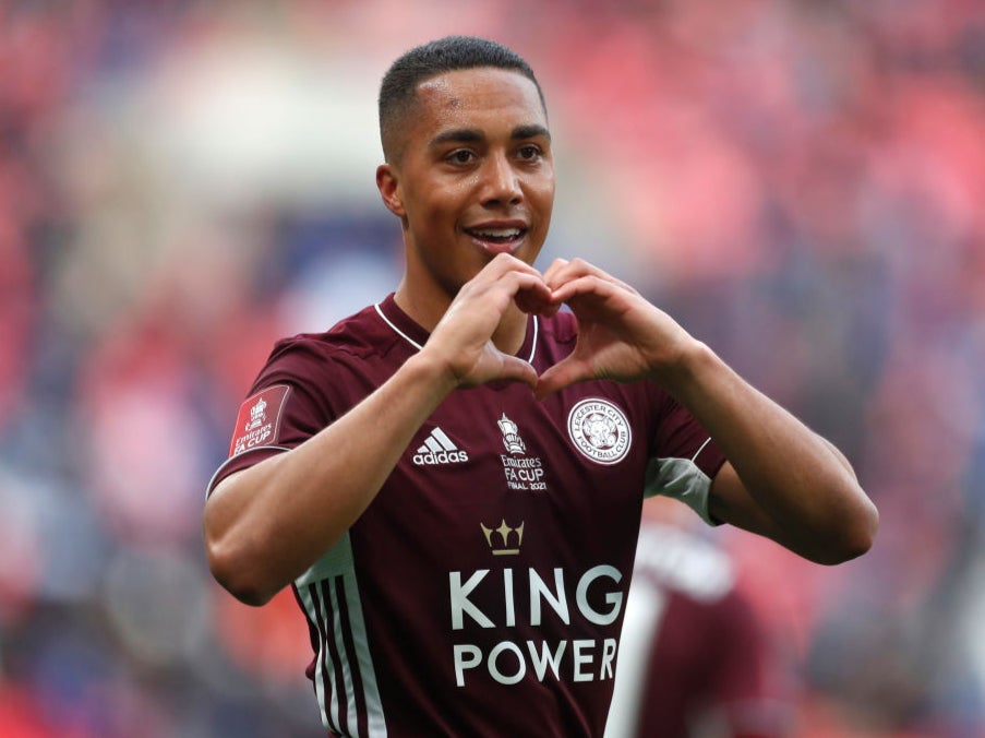 Youri Tielemans celebrates his stunning goal