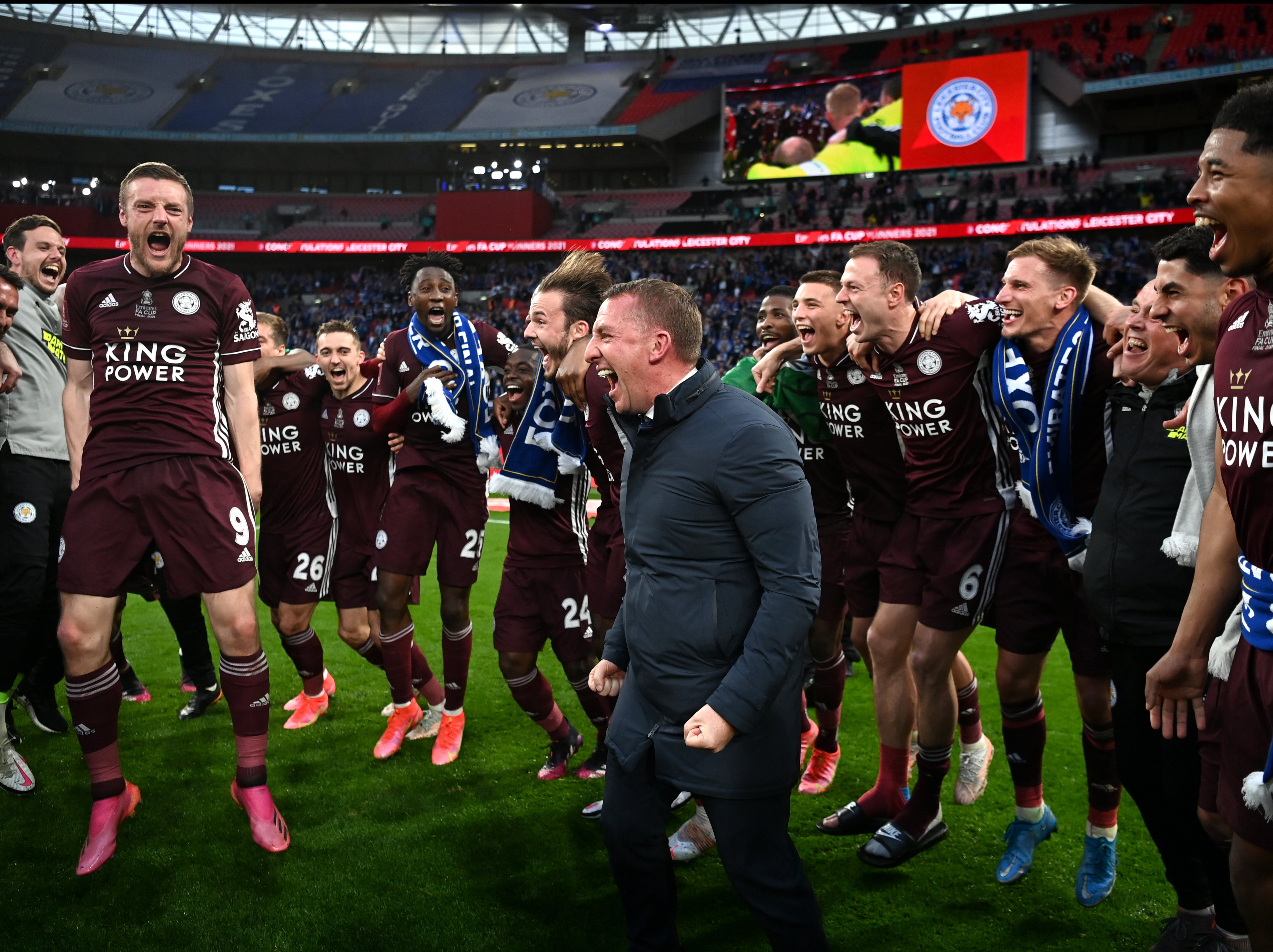 Leicester celebrate their victory