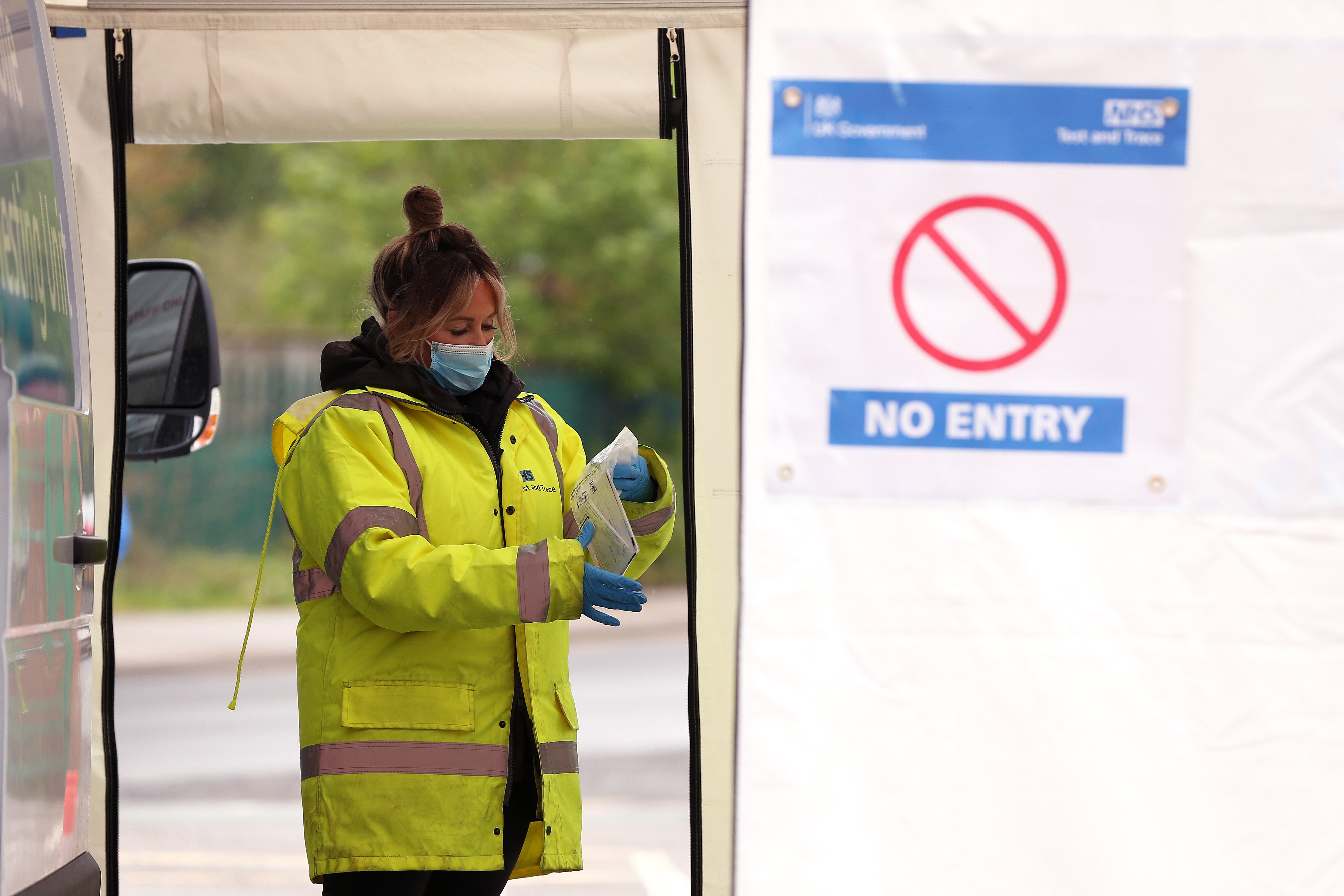 Swabs from a Covid-19 test being collected in Bolton