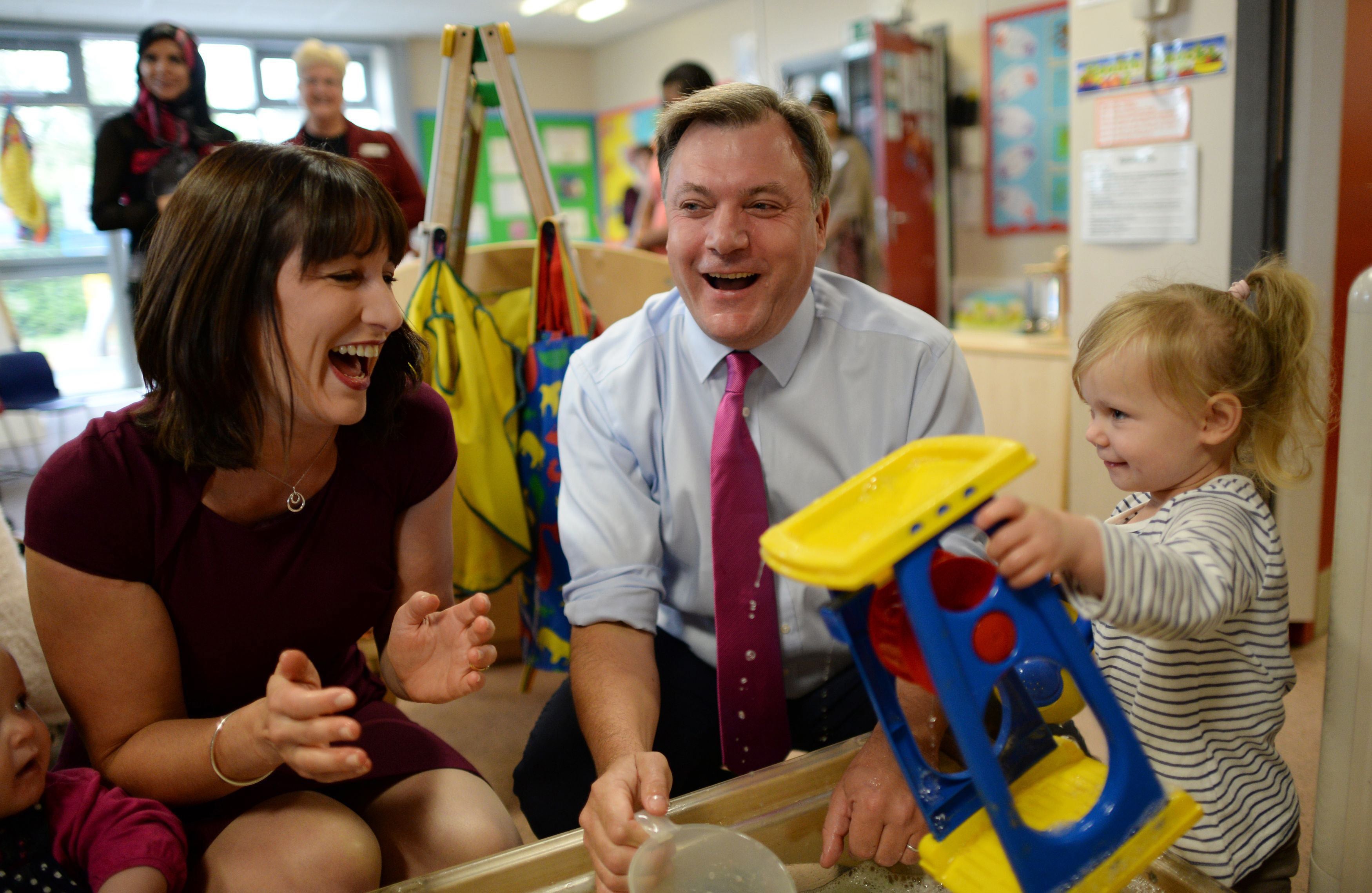 Visiting a Sure Start centre in Manchester with Ed Balls in 2014