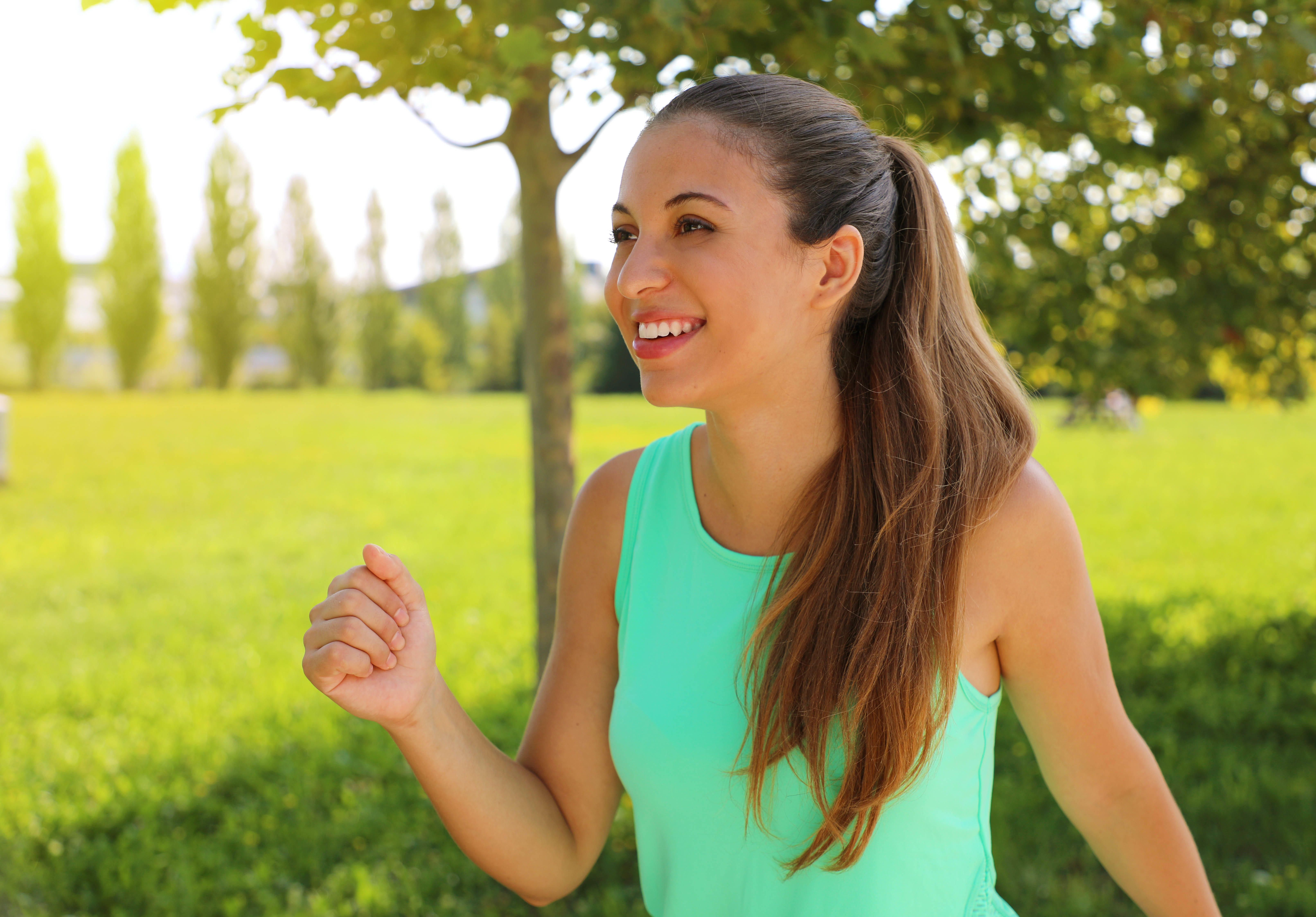 woman running outdoors in the park