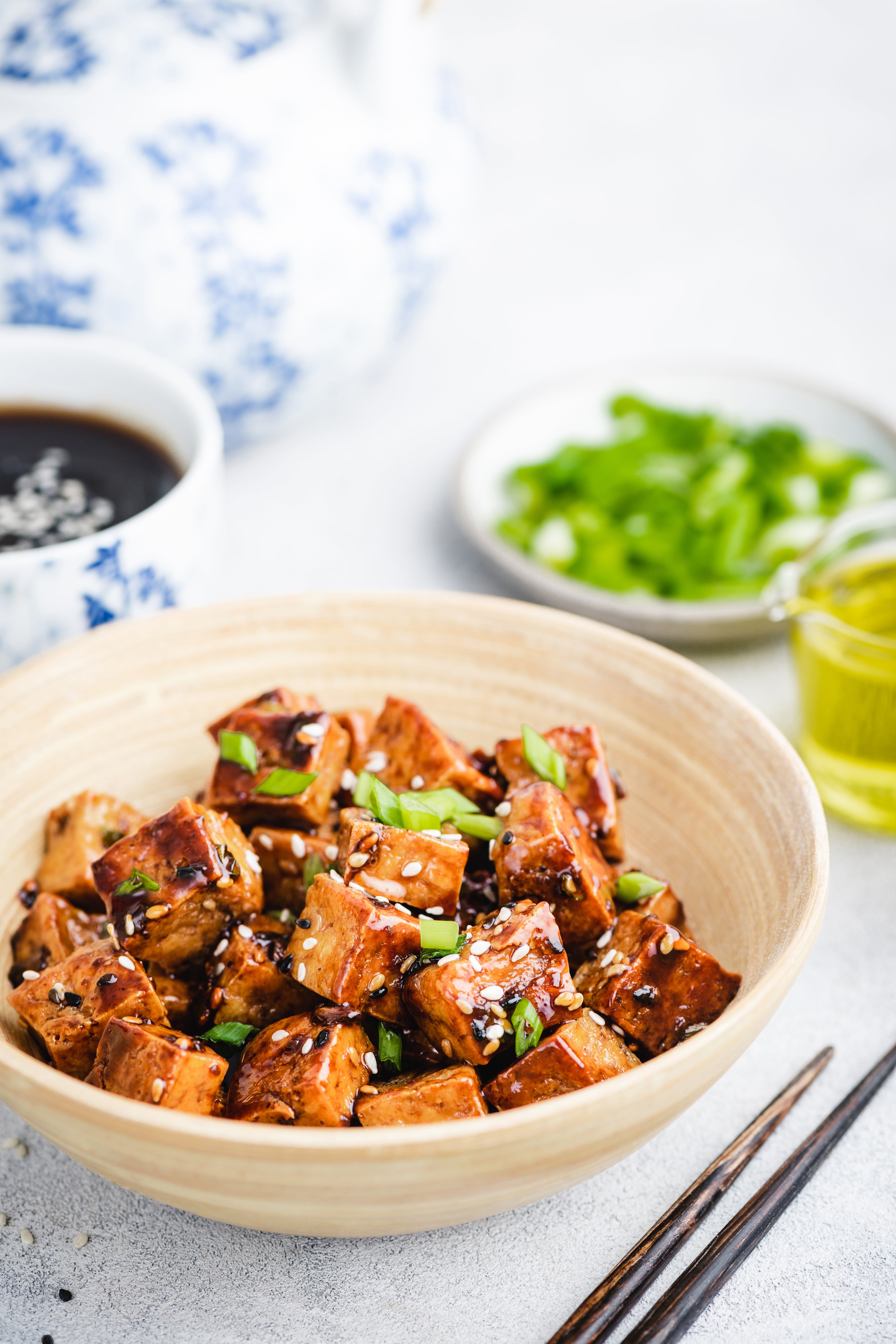 Infuse the tofu with a sweet, acidic and umami sauce