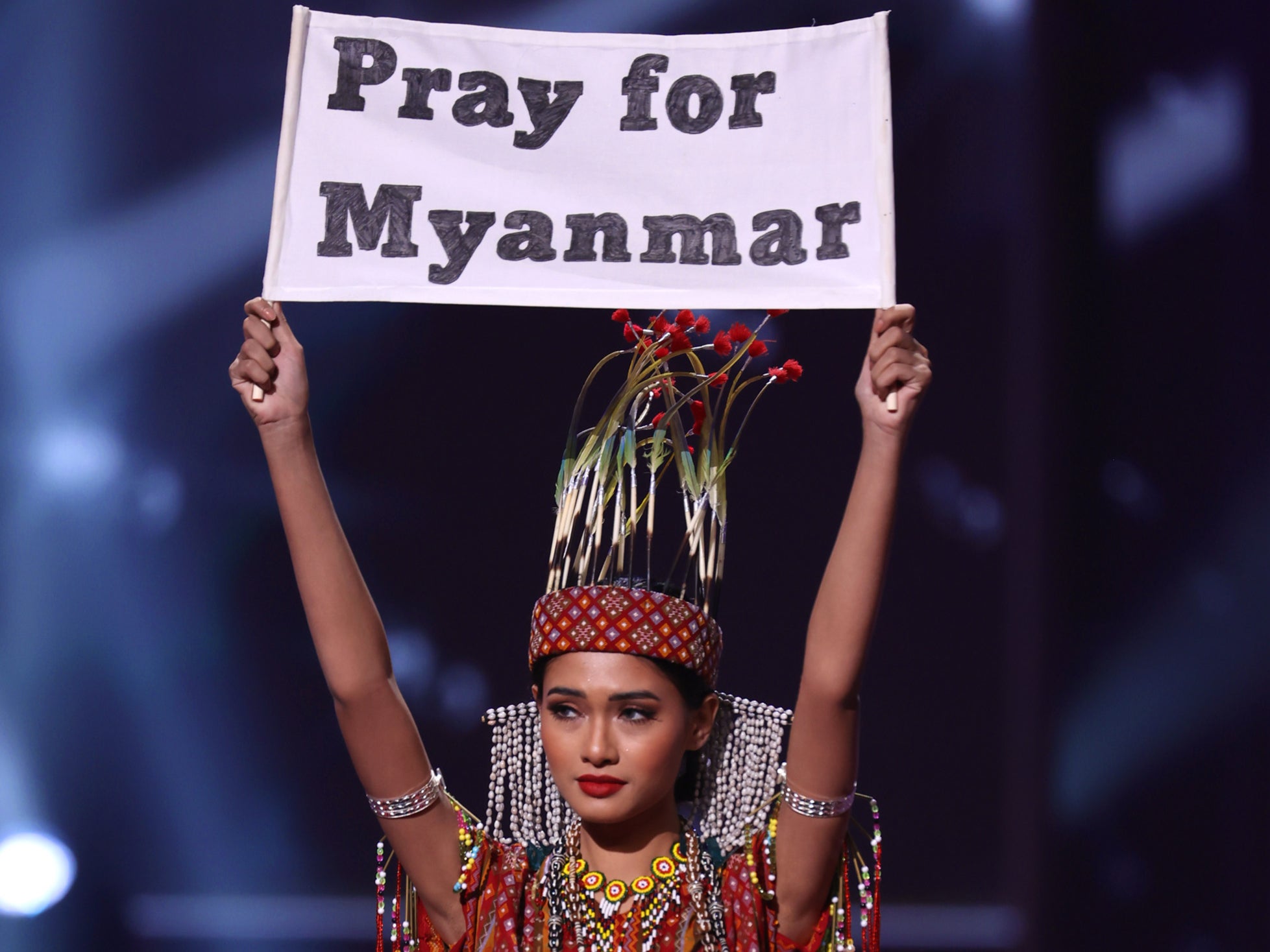 Miss Universe Myanmar contestant says ‘our people are dying’ as Miss Mexico is crowned winner
