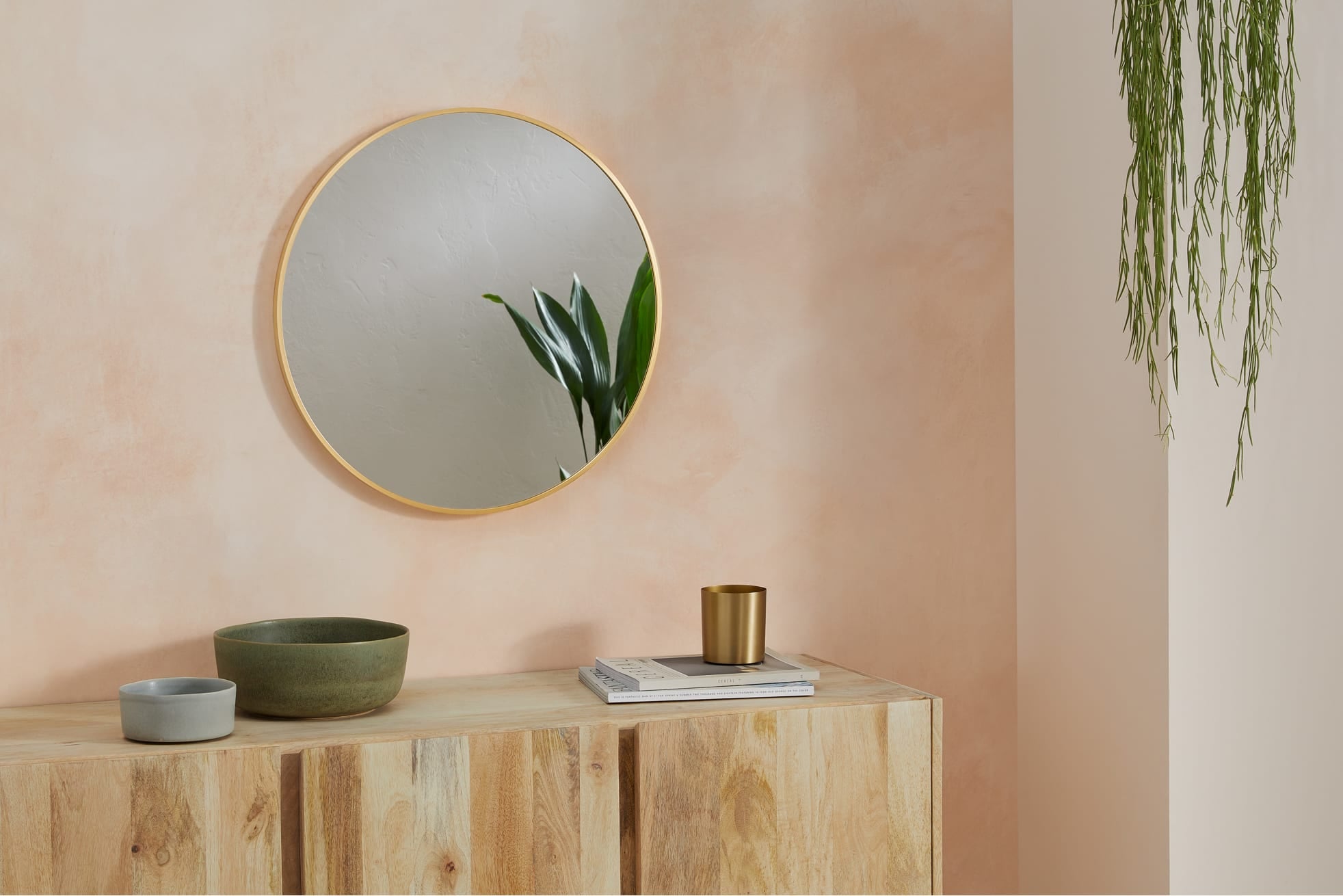 Parton Round Wall Mirror, 60x60cm, Brushed Brass, £139 at MADE.com