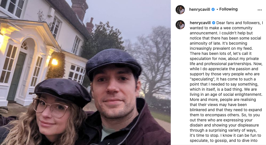 Henry Cavill hits out at fans who have been sending him nasty comments