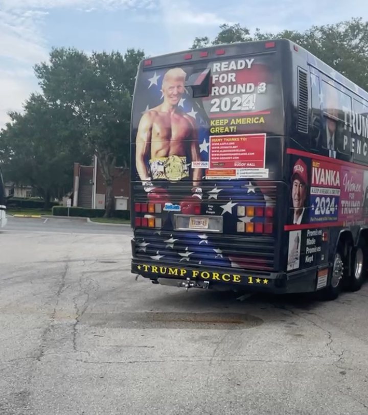 The bus no longer has a likeness to Ronald Reagan