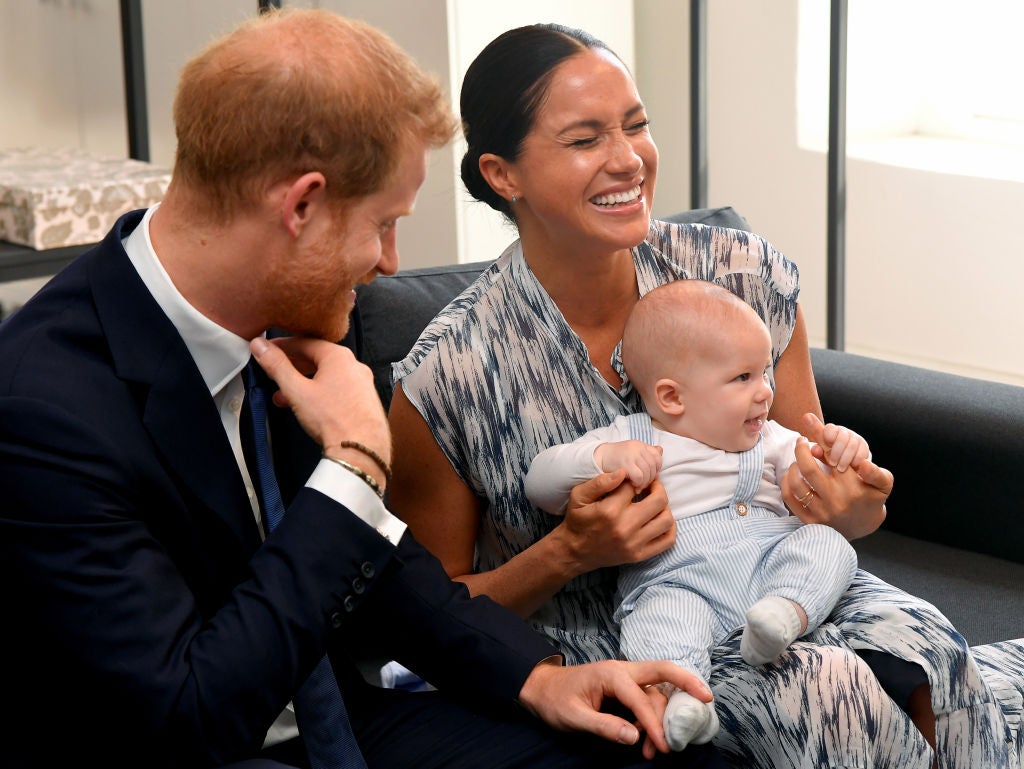 Prince Harry, Duke of Sussex, Meghan, Duchess of Sussex and their baby son Archie Mountbatten-Windsor meet Archbishop Desmond Tutu at the Desmond & Leah Tutu Legacy Foundation