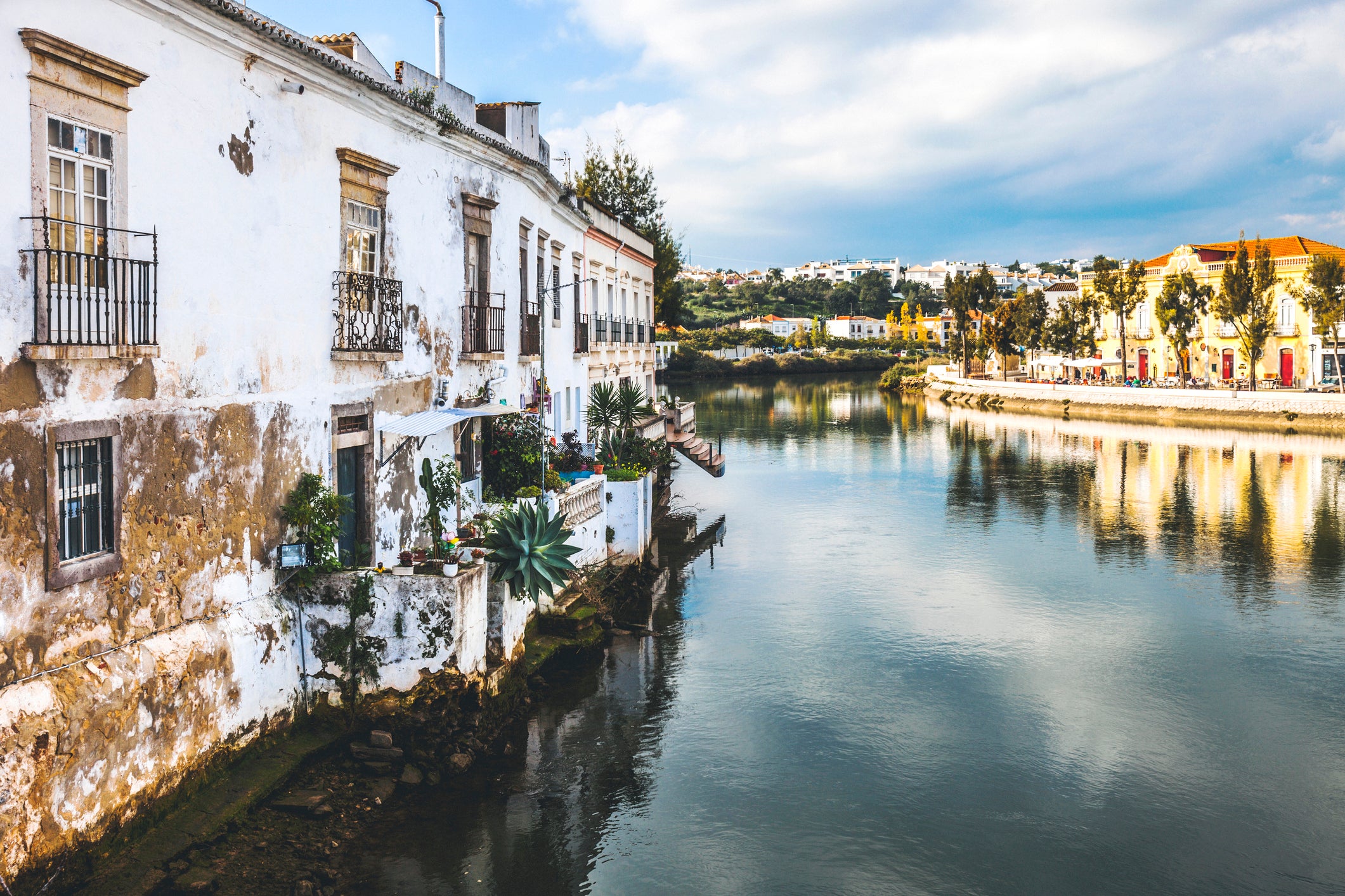 Riverside homes on the banks of the Gilao River, Tavira