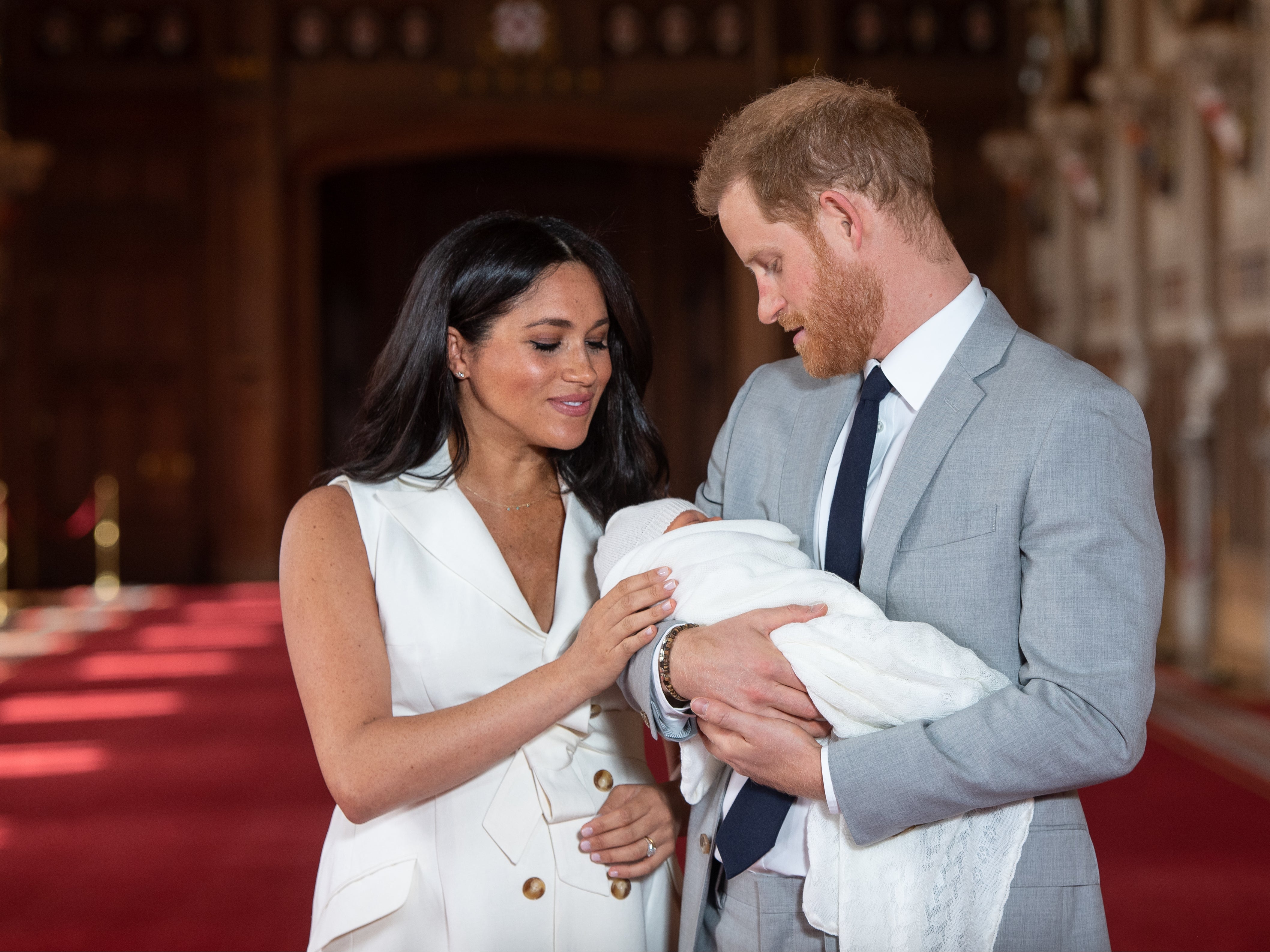 The Duke and Duchess of Sussex with their baby son Archie Harrison Mountbatten-Windsor