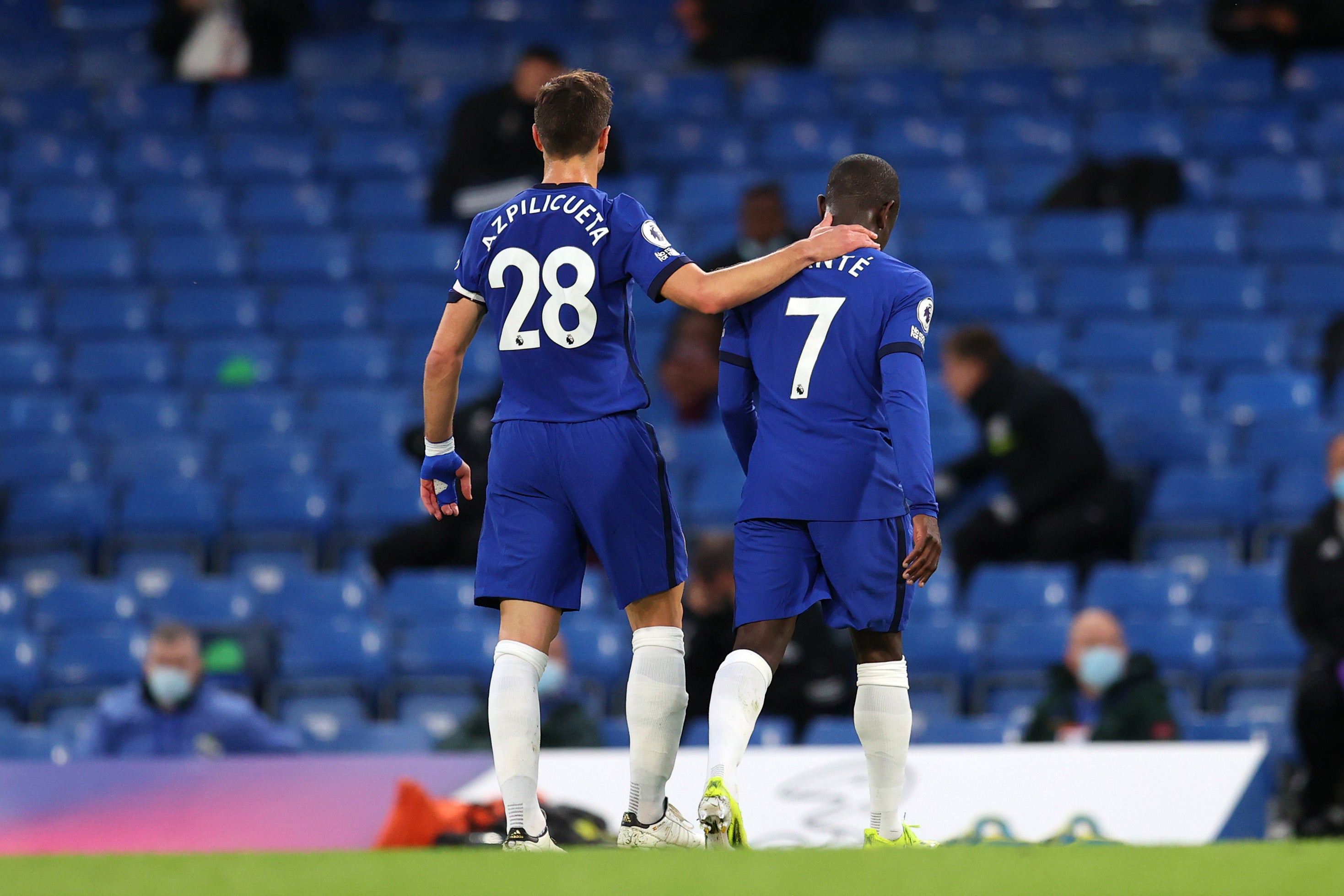 Kante was despondent as he made way during the first half