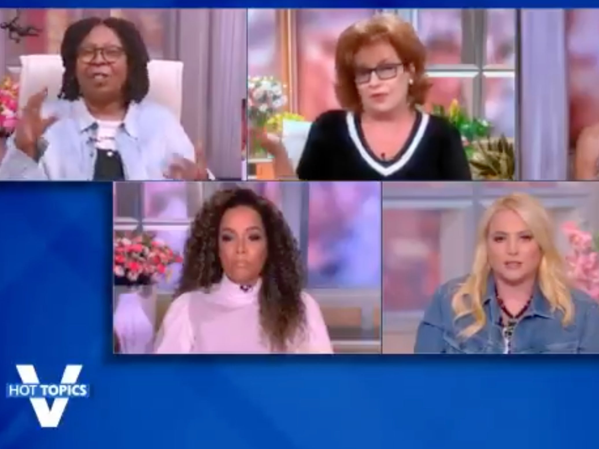 Joy Behar (top right), Meghan McCain (bottom right), Whoopi Goldberg (top left), and Sunny Hostin (bottom left) on ‘The View’