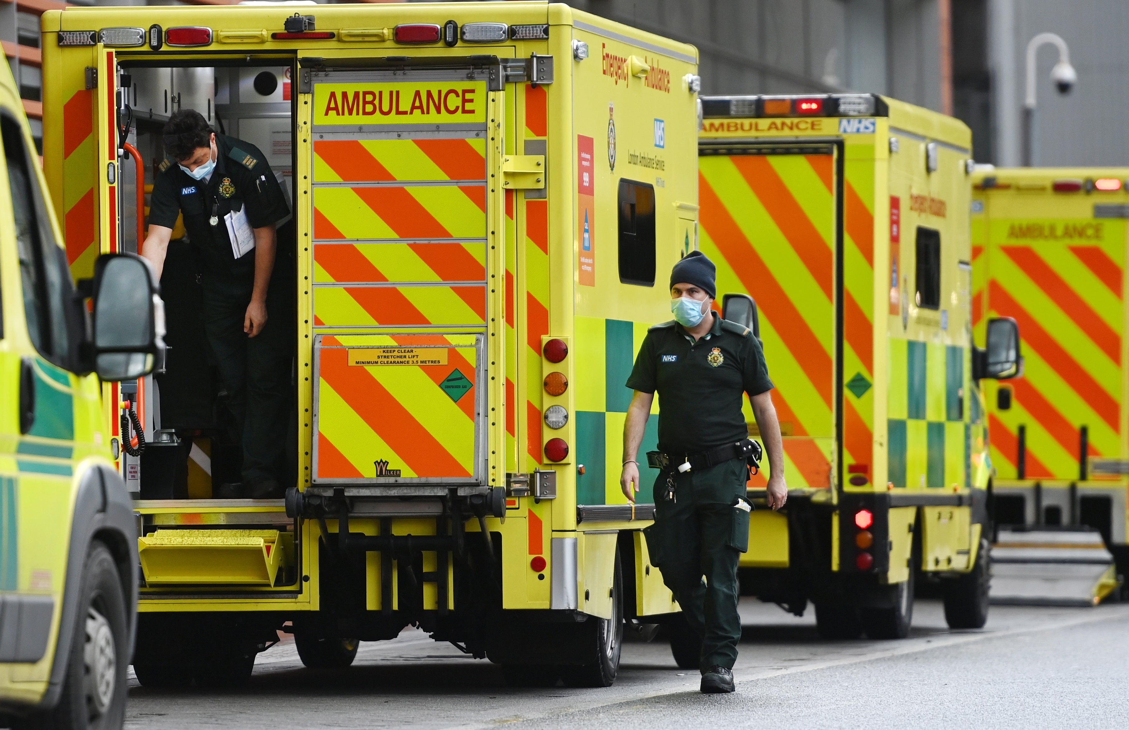 Ambulances queue in February outside the Royal London Hospital, where long delays left patients waiting for hours