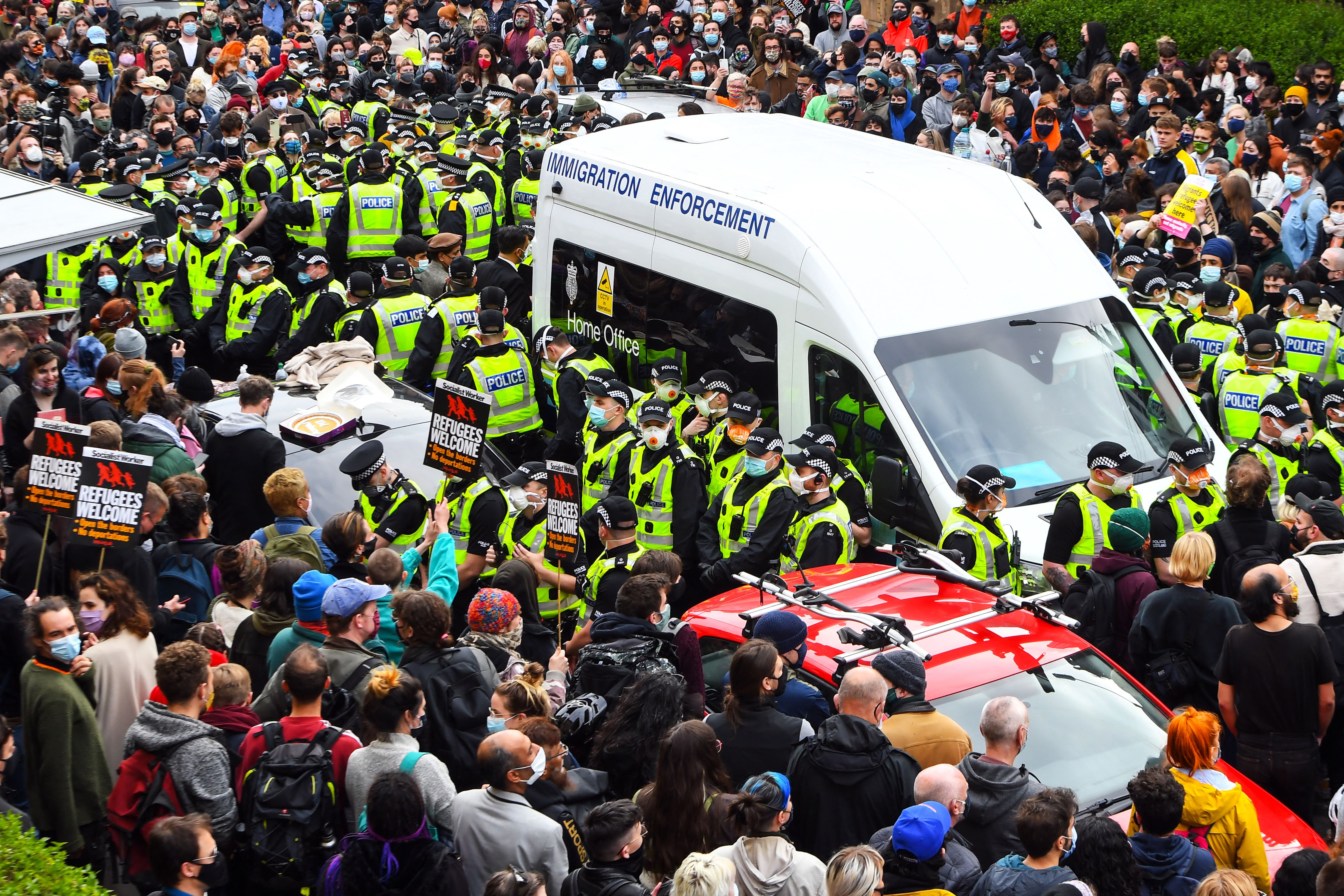 Protesters in Glasgow stop removal of two asylum seekers earlier in May