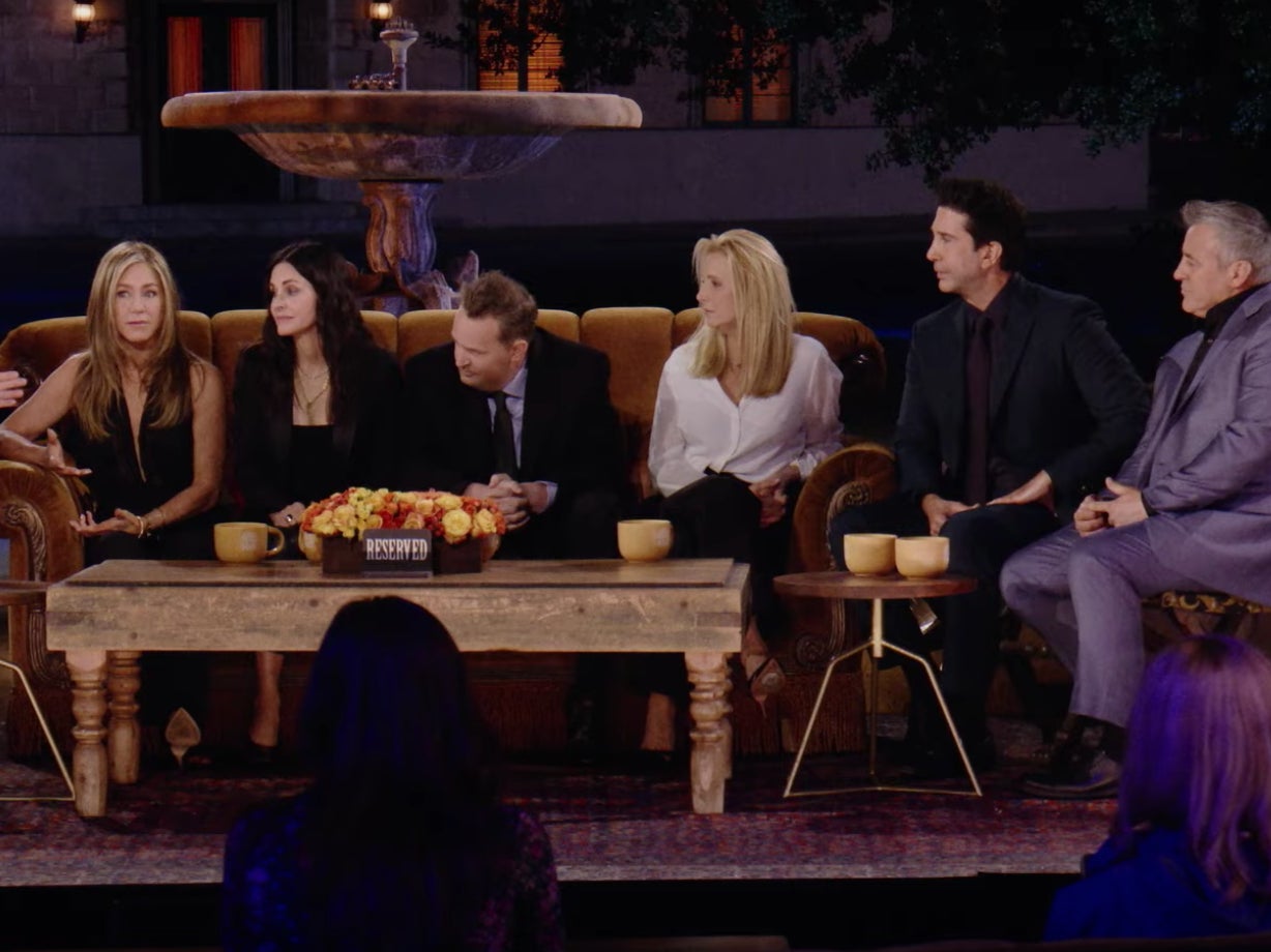 Jennifer Aniston, Courteney Cox, Matthew Perry, Lisa Kudrow, David Schwimmer, and Matt LeBlanc in the ‘Friends’ reunion