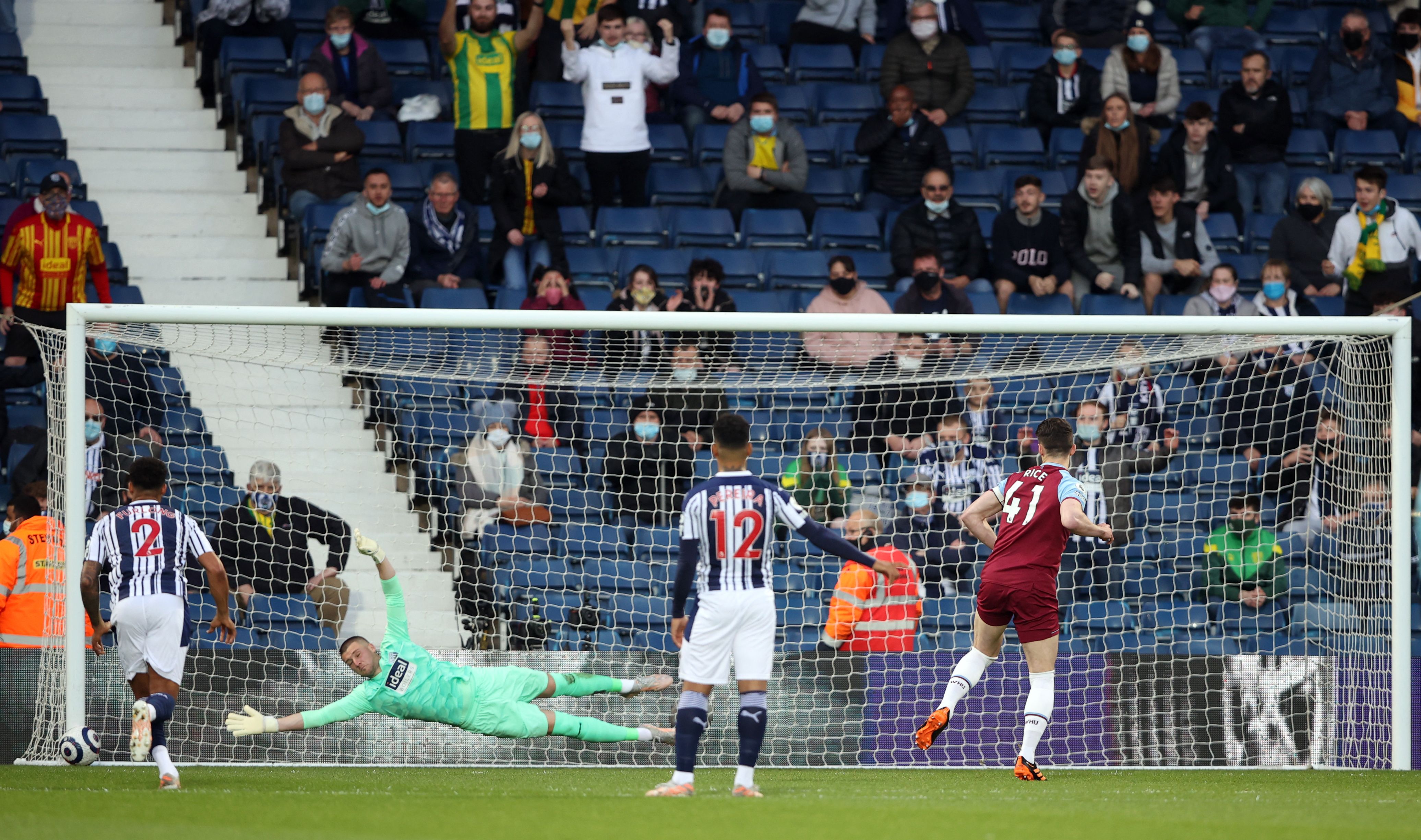 Declan Rice hit the post with a first-half penalty