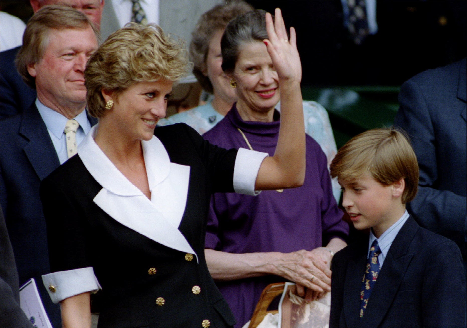 Prince William pictured with his mother at Wimbledon