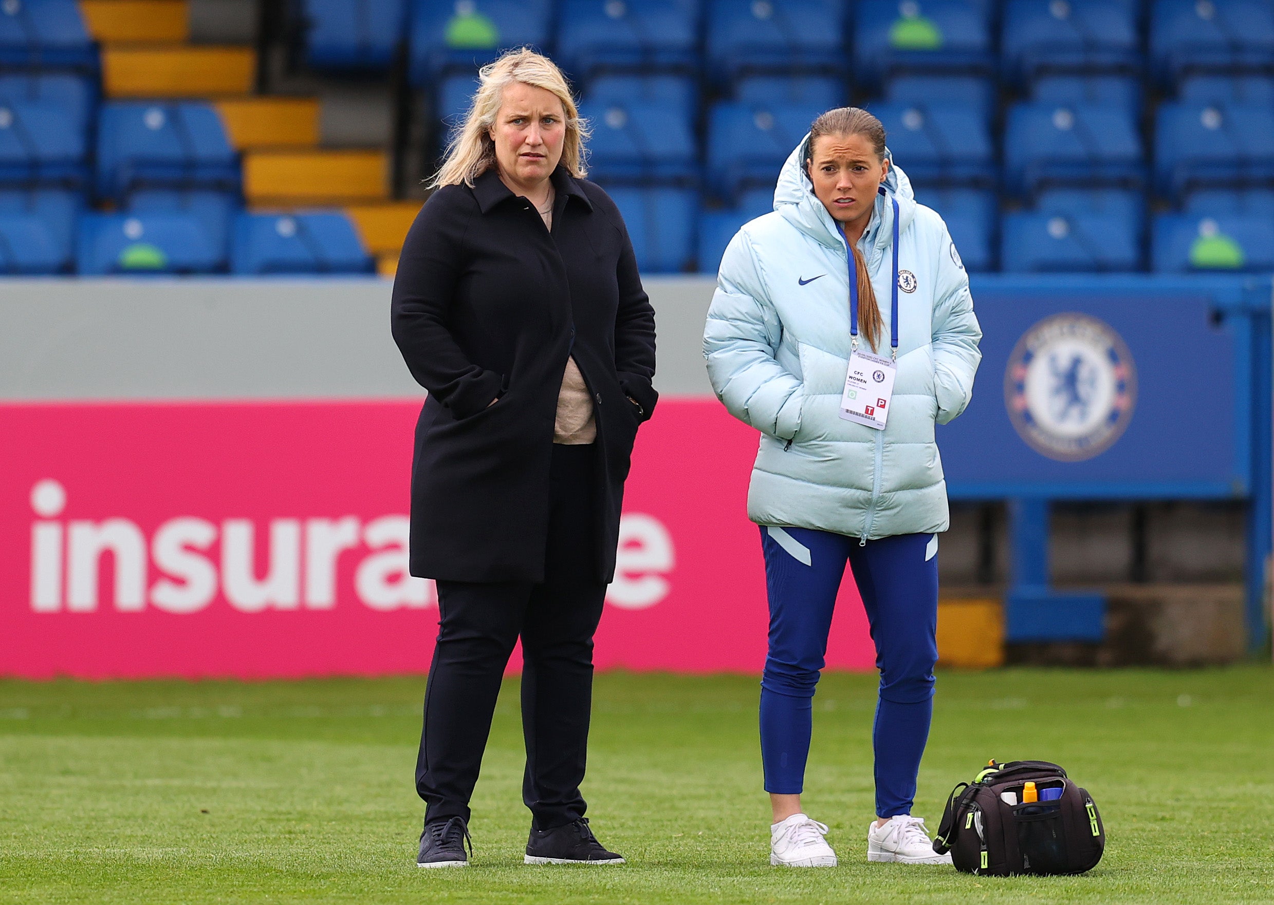 Emma Hayes and Chelsea’s player of the year Frank Kirby, who was rested following the Champions League final