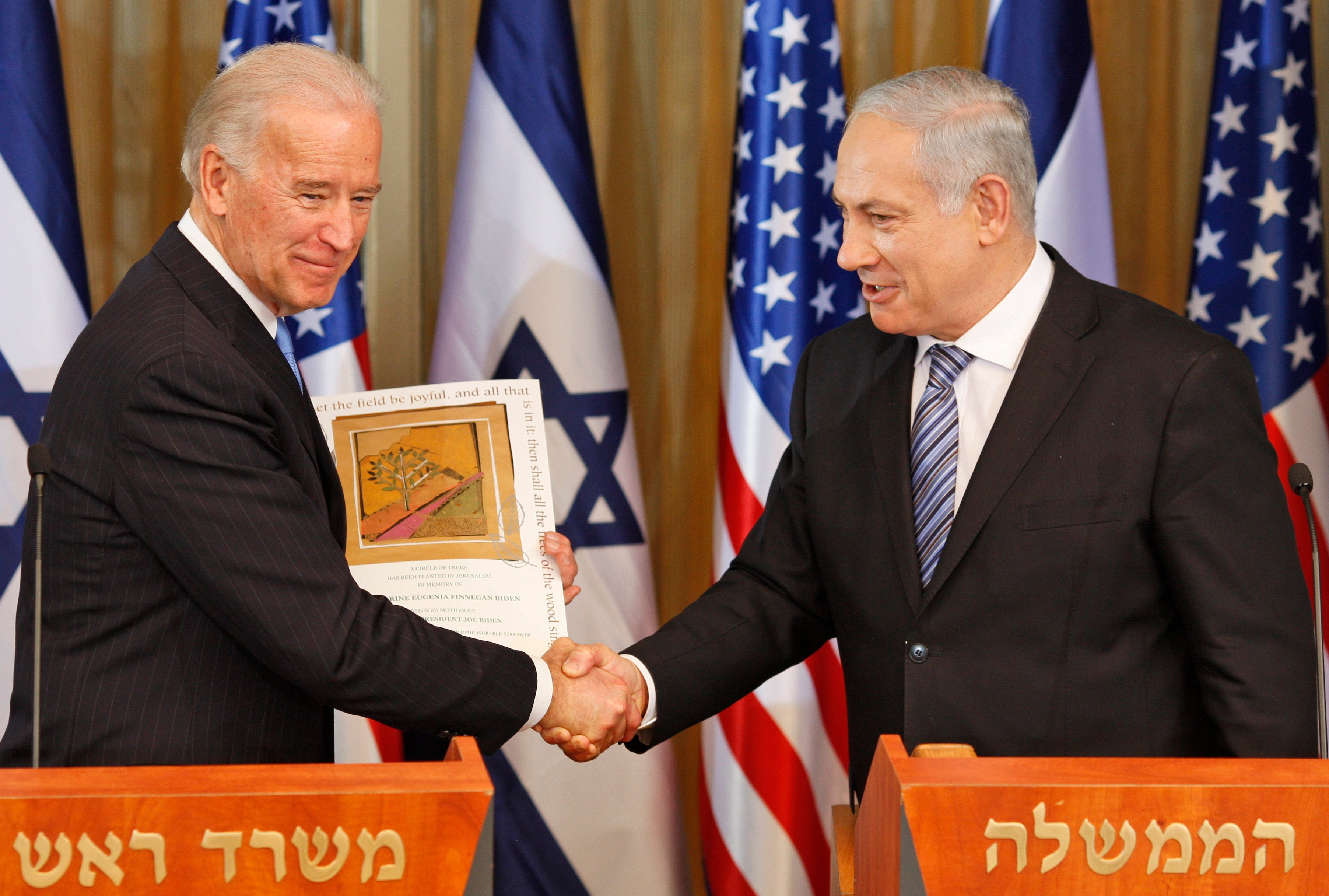 The-then US vice-president Joe Biden with Israel’s prime minister Benjamin Netanyahu in Jerusalem in 2010