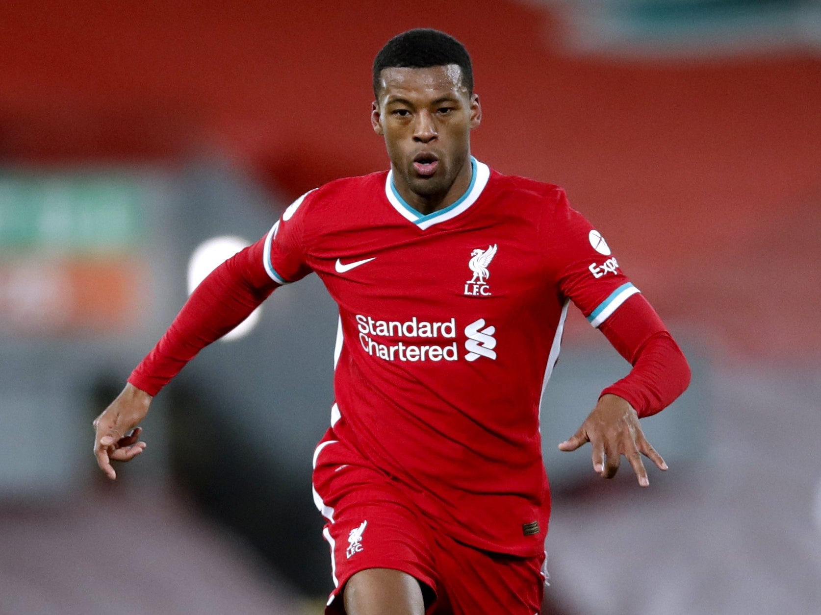 Liverpool midfielder Georginio Wijnaldum dribbles with the ball