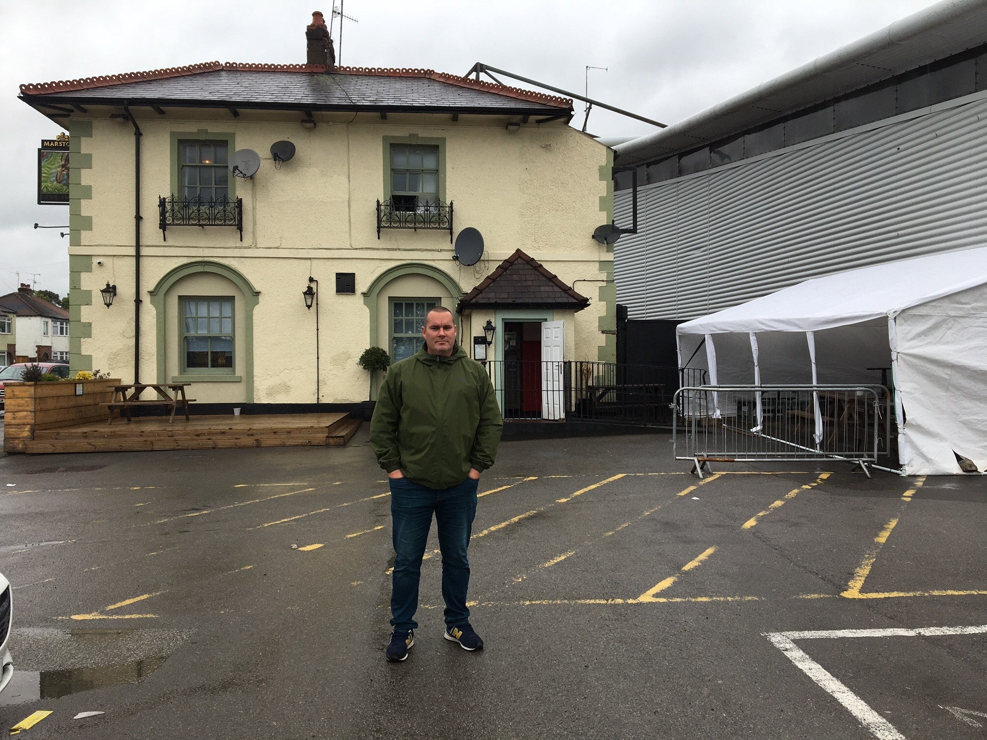 David Cull outside the Turf Hotel: ‘I’ve never seen so many people wearing Wrexham tops’