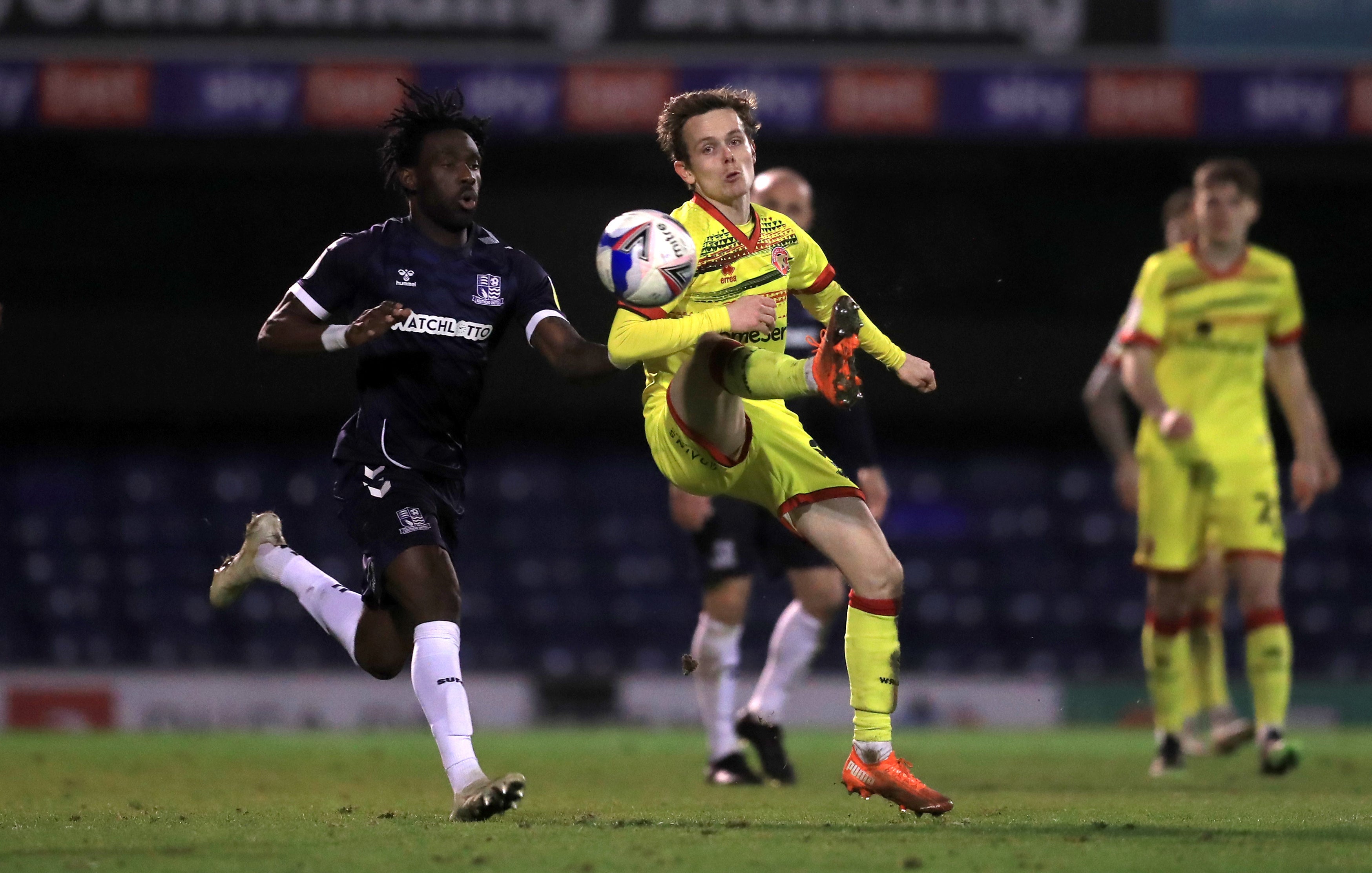 Southend striker Simeon Akinola, left