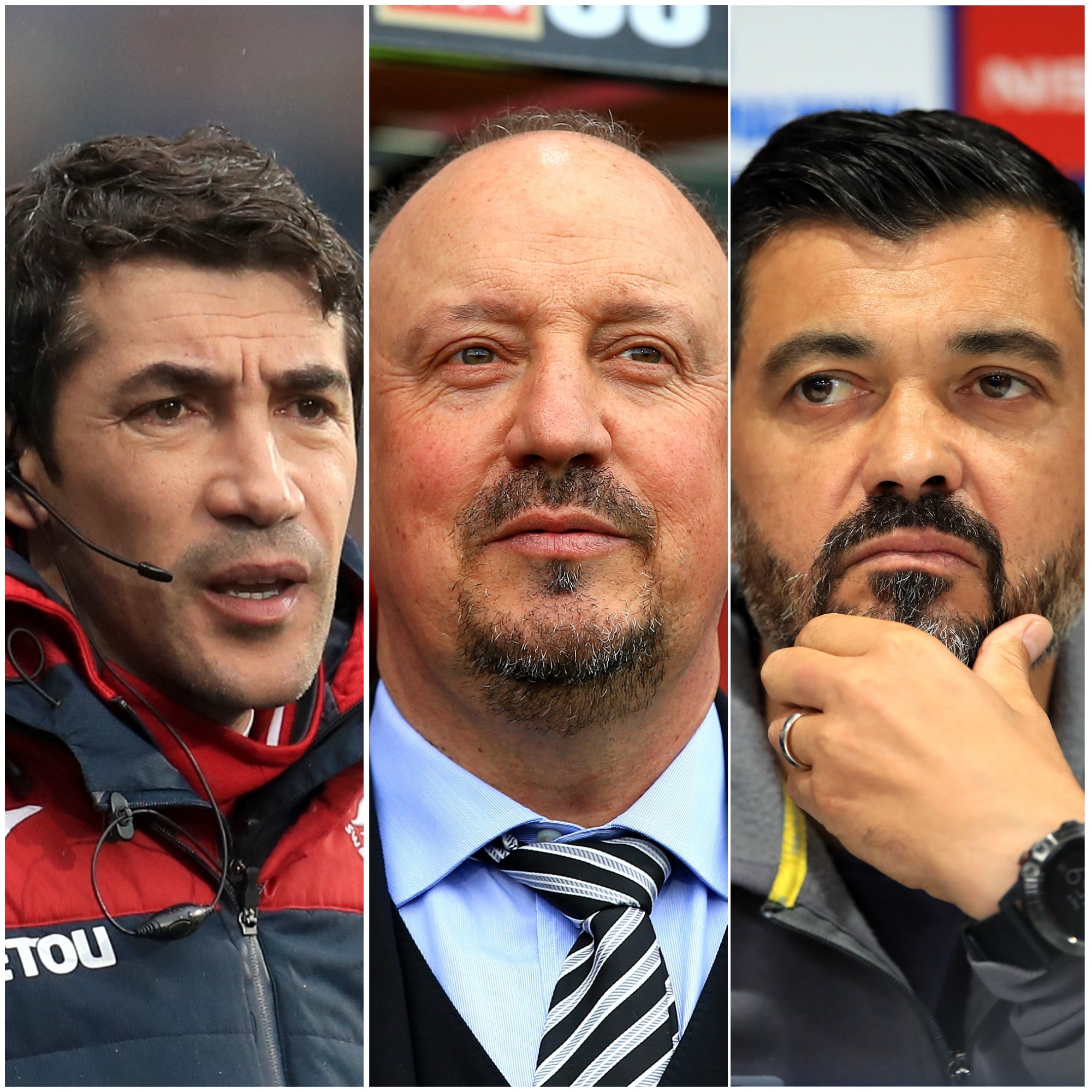 Bruno Lage, Rafael Benitez and Sergio Conceicao