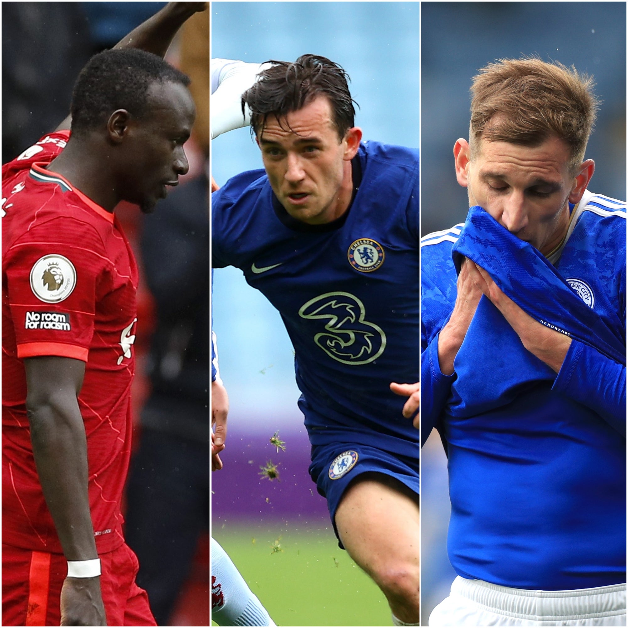 Sadio Mane, Ben Chilwell and Marc Albrighton, l-r