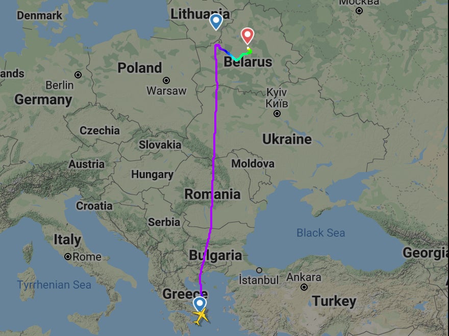 Route taken by Ryanair Flight 4978