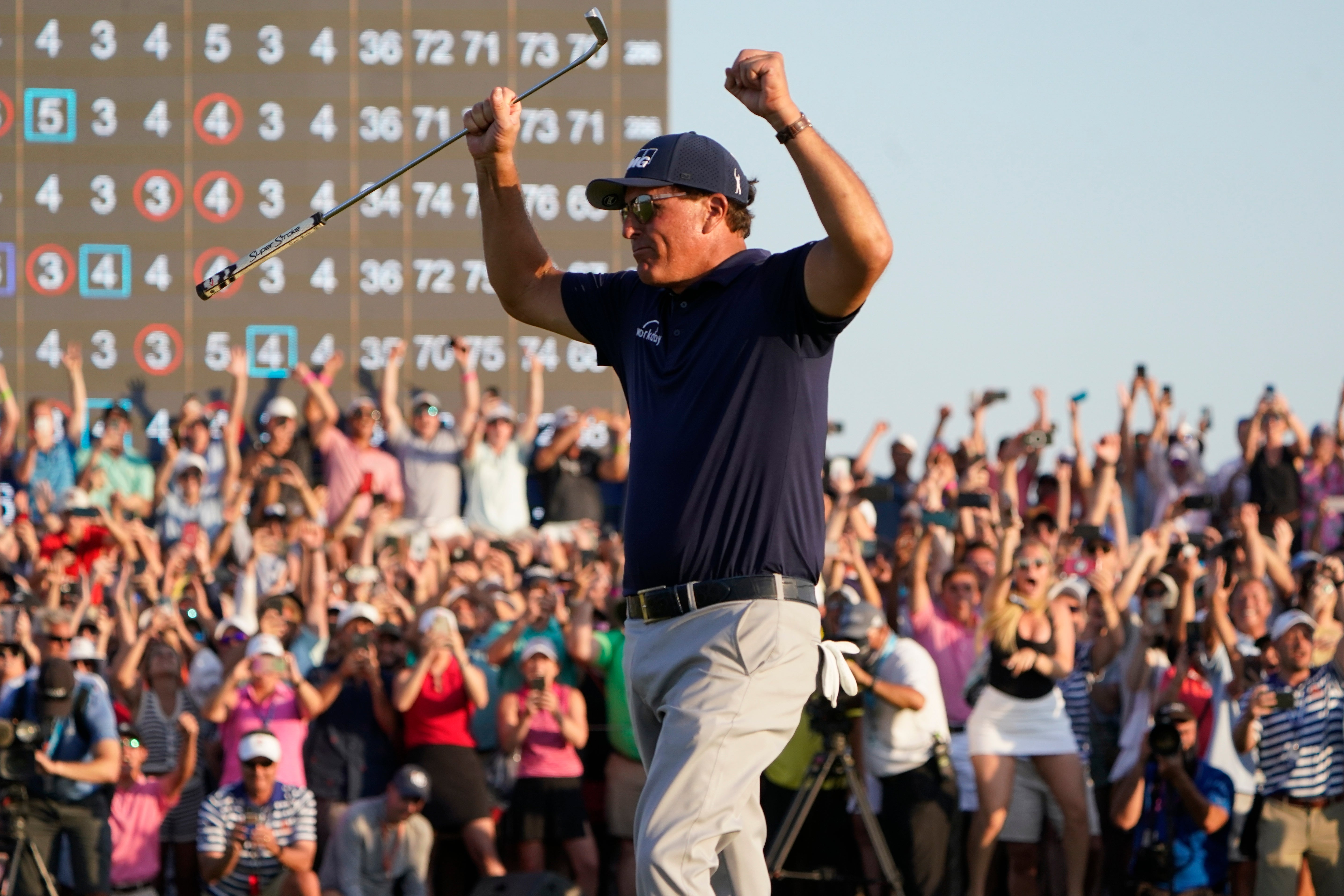 Phil Mickelson celebrates his triumph