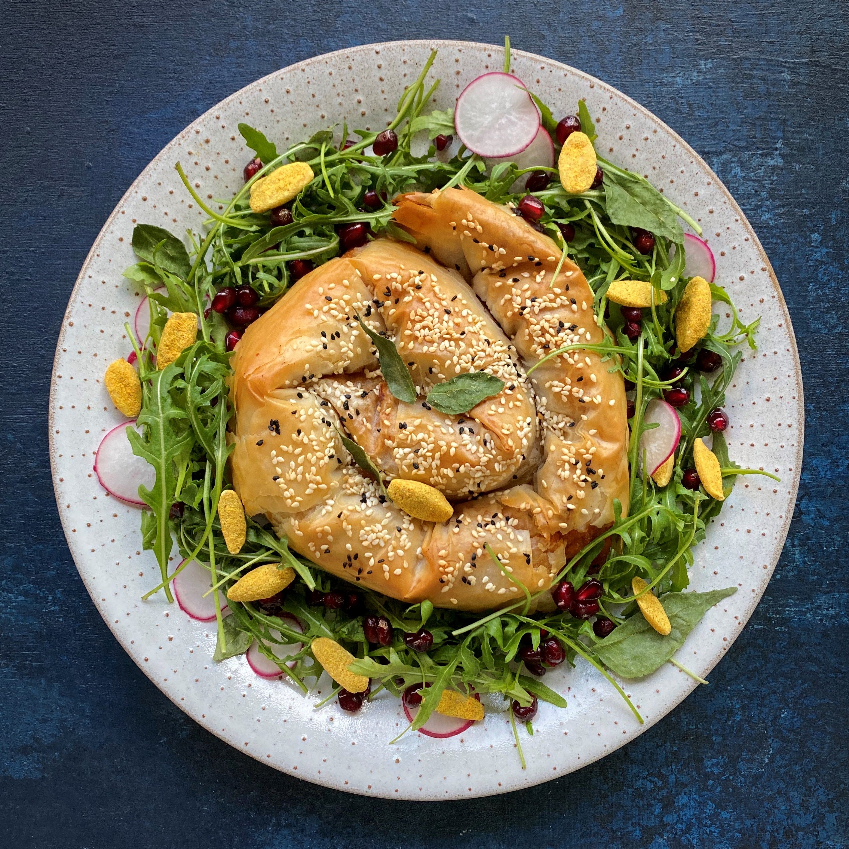 What to do with some leftover baked pumpkin? Chop it up, add hot and spicy chutney, and make a pie