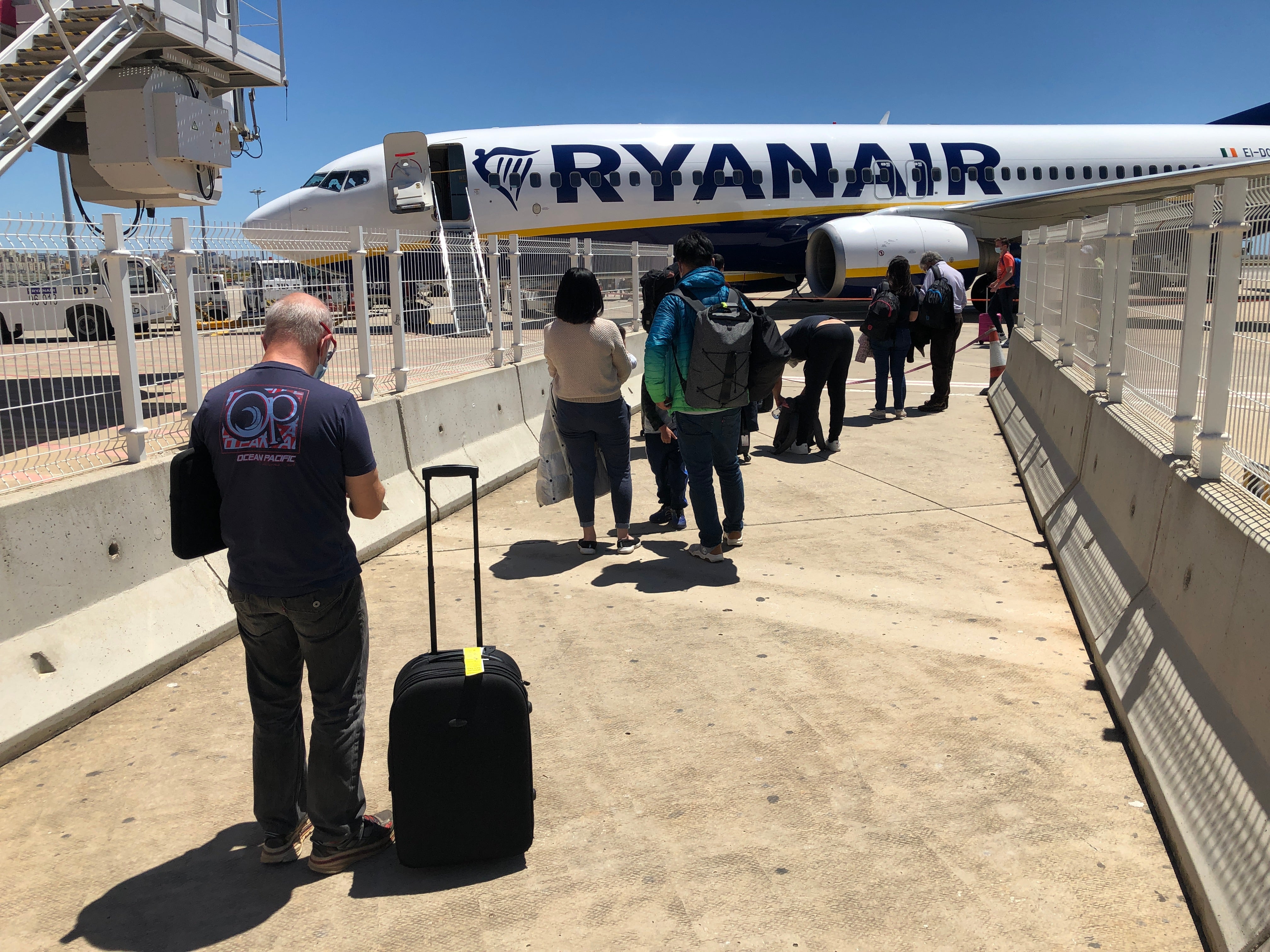 Green channel: passengers at Faro airport in Portugal, the only major European country on the ‘green list’