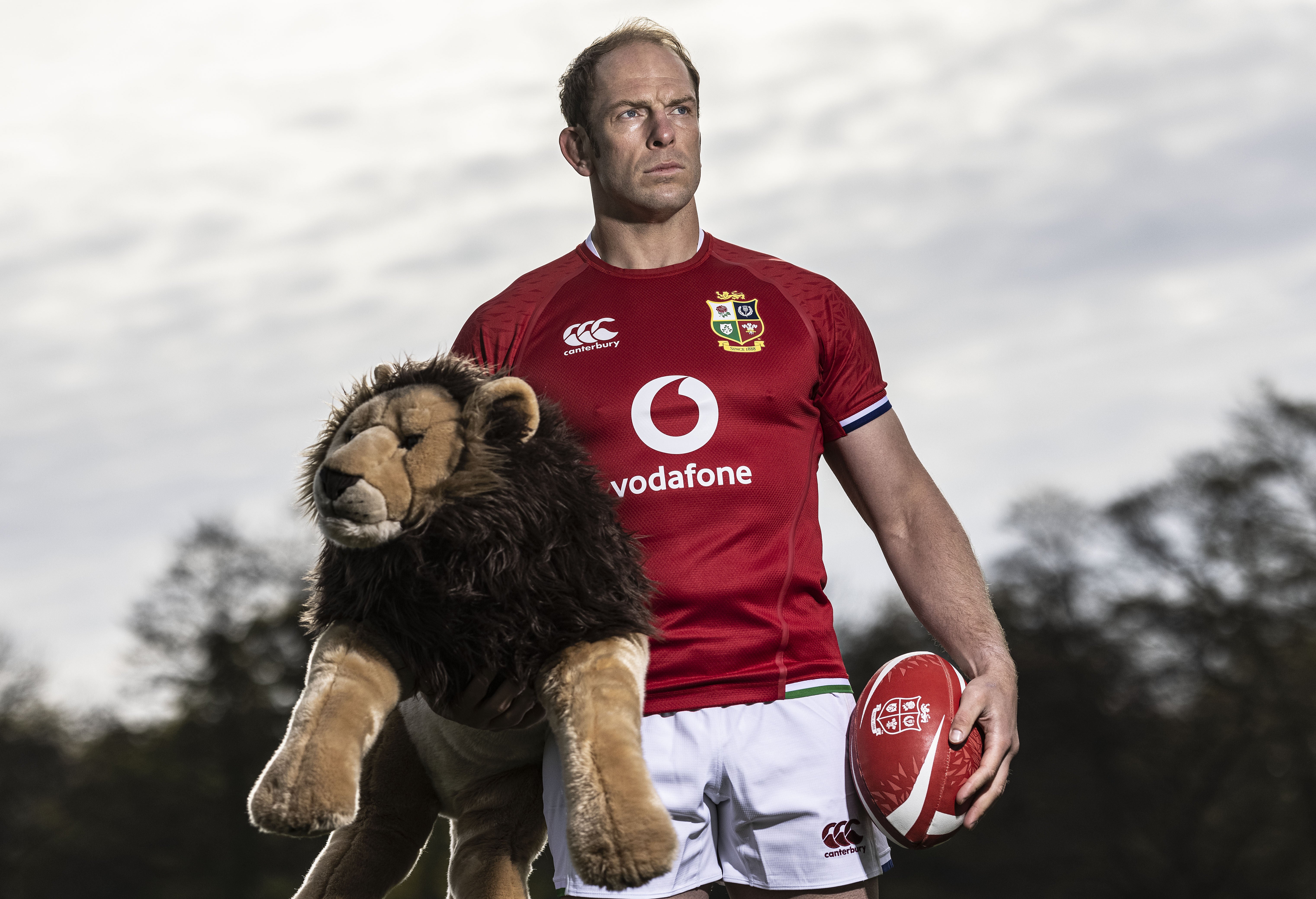 Lions captain Alun Wyn Jones holds the mascot
