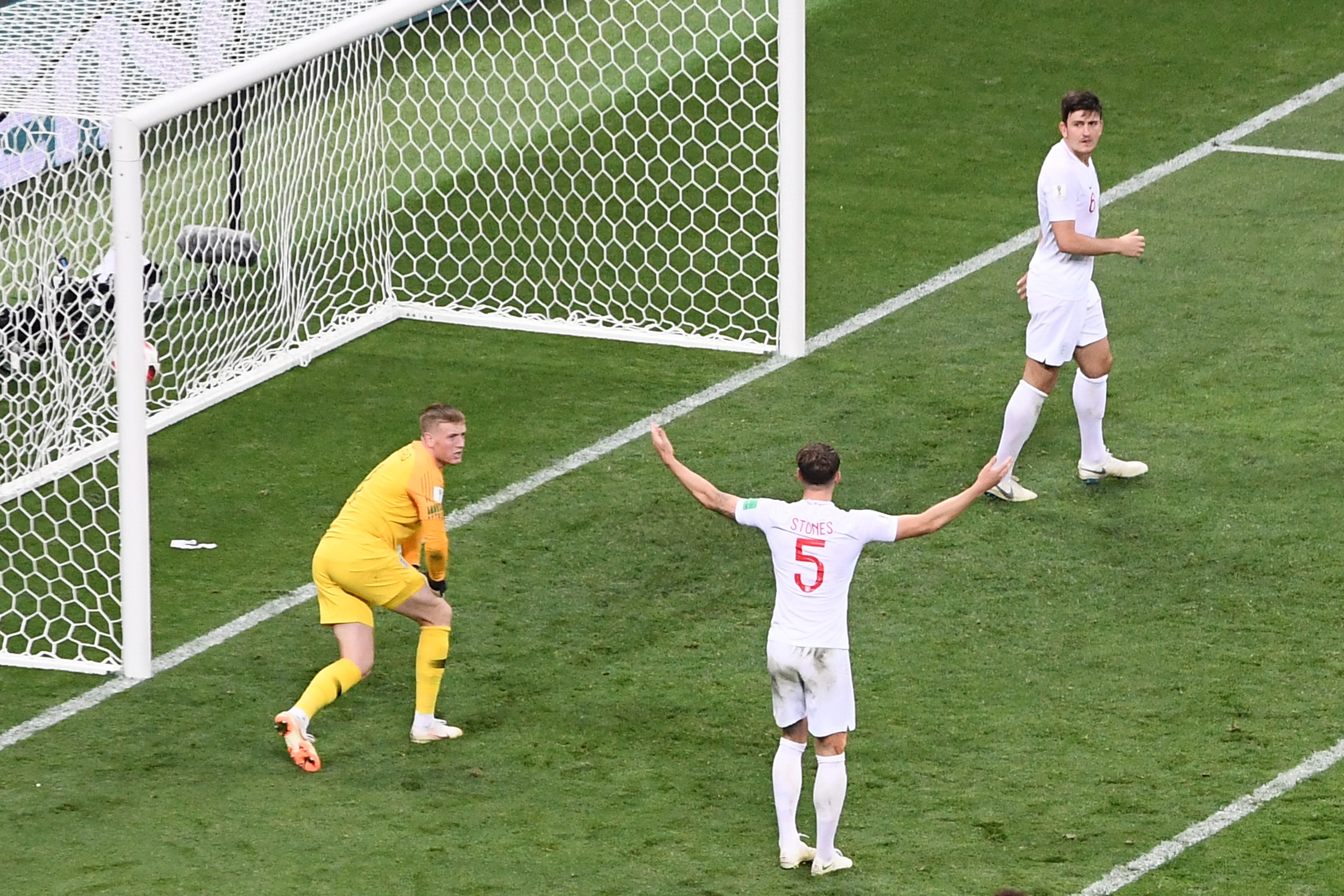 Jordan Pickford, John Stones and Harry Maguire (L-R) could all start for England again this summer