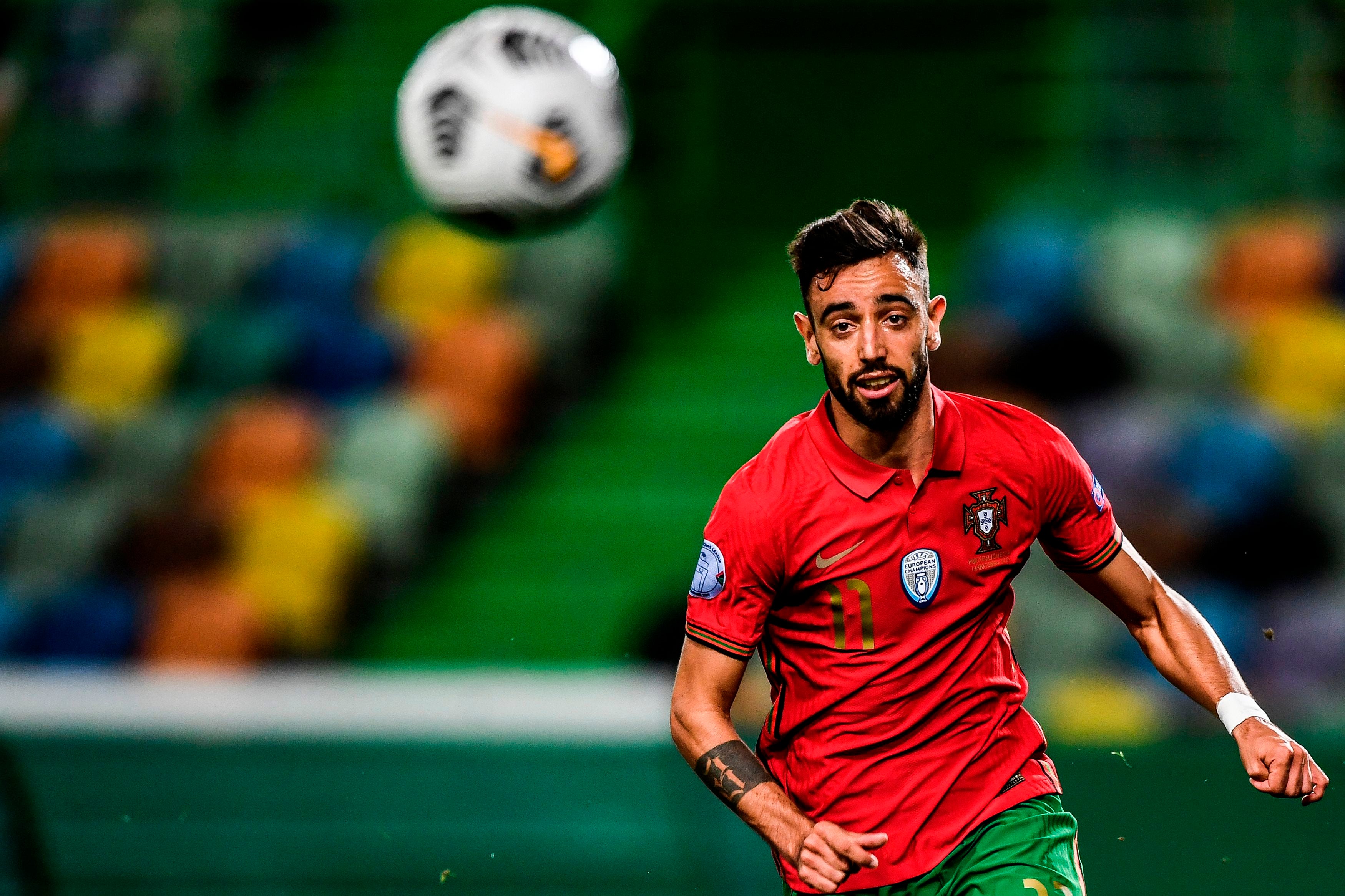 Manchester United midfielder Bruno Fernandes in action for Portugal