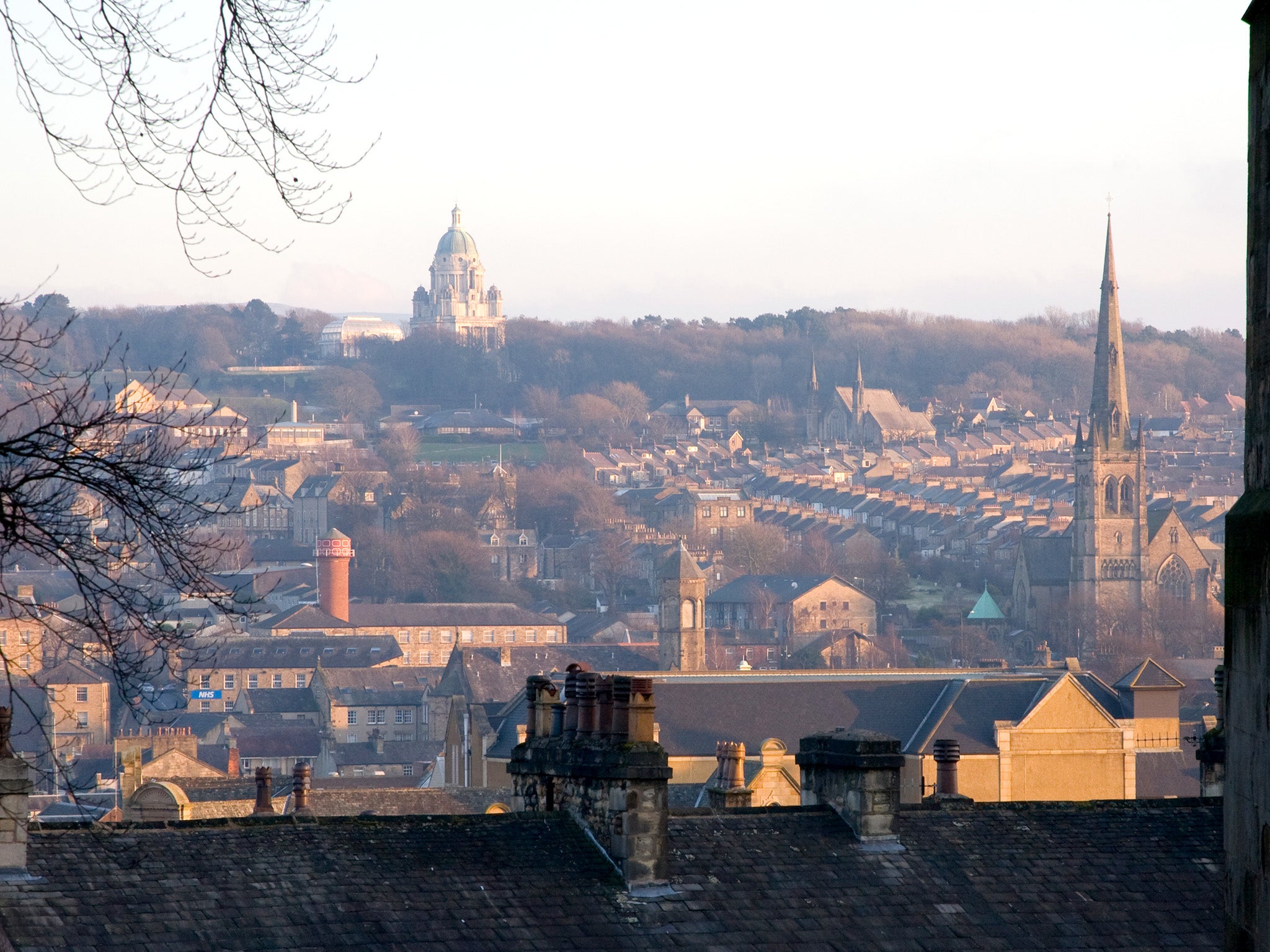 A view over Lancaster at sunset