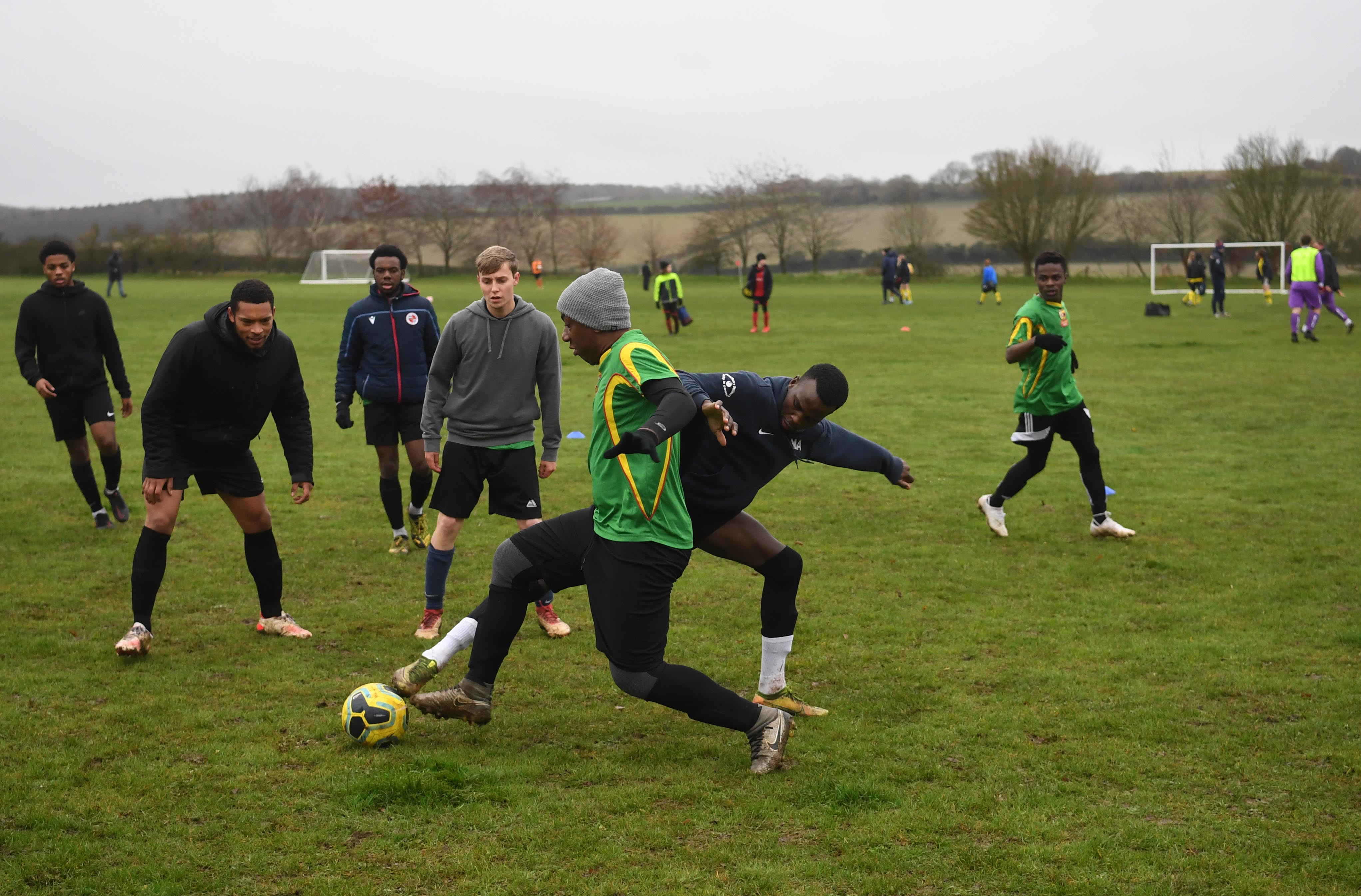 Players at their match against Goring United in Goring-On-Thames