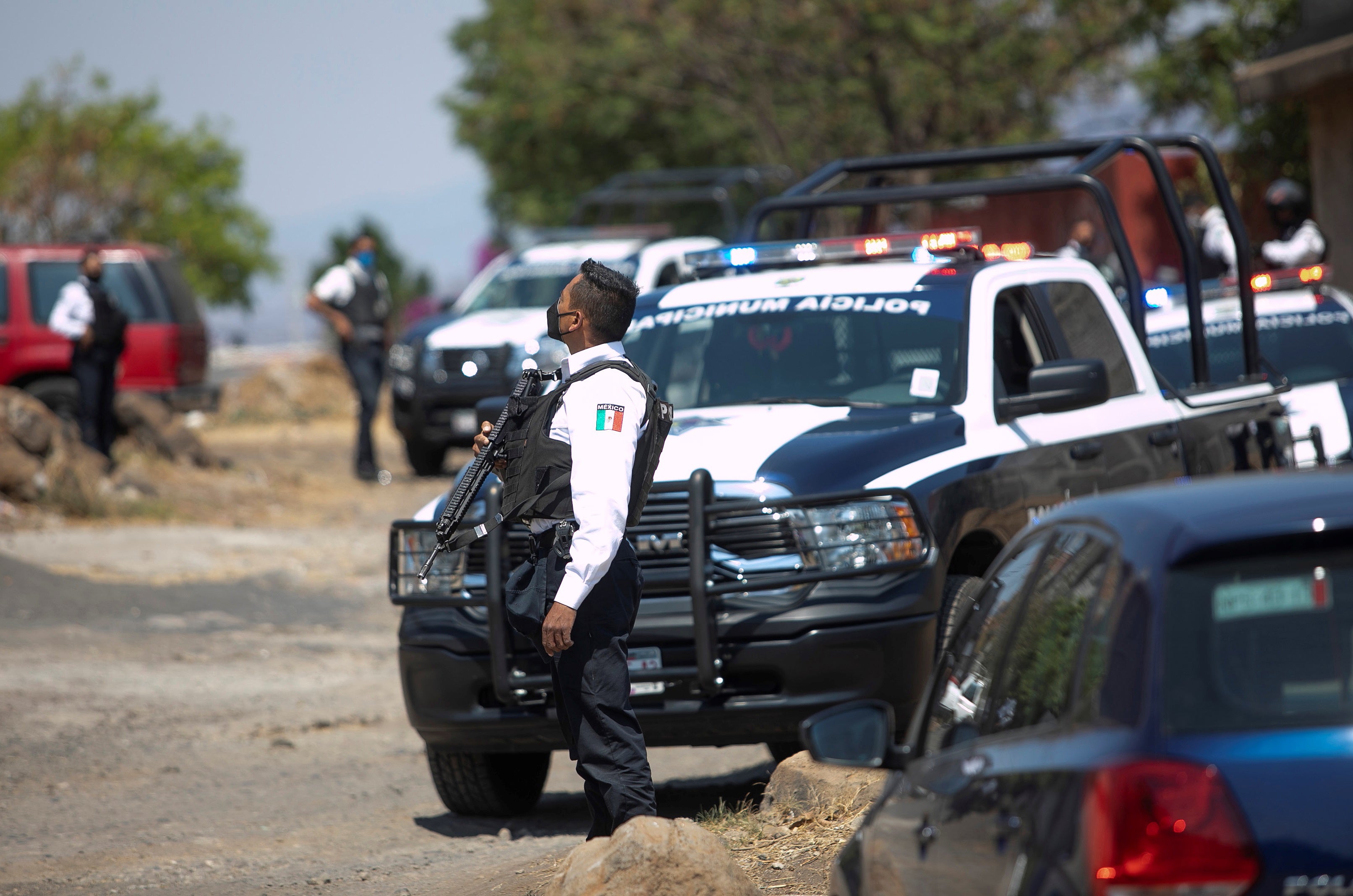 The Mexican Army and the Municipal Police during a surveillance operation, in Morelia, Michoacan