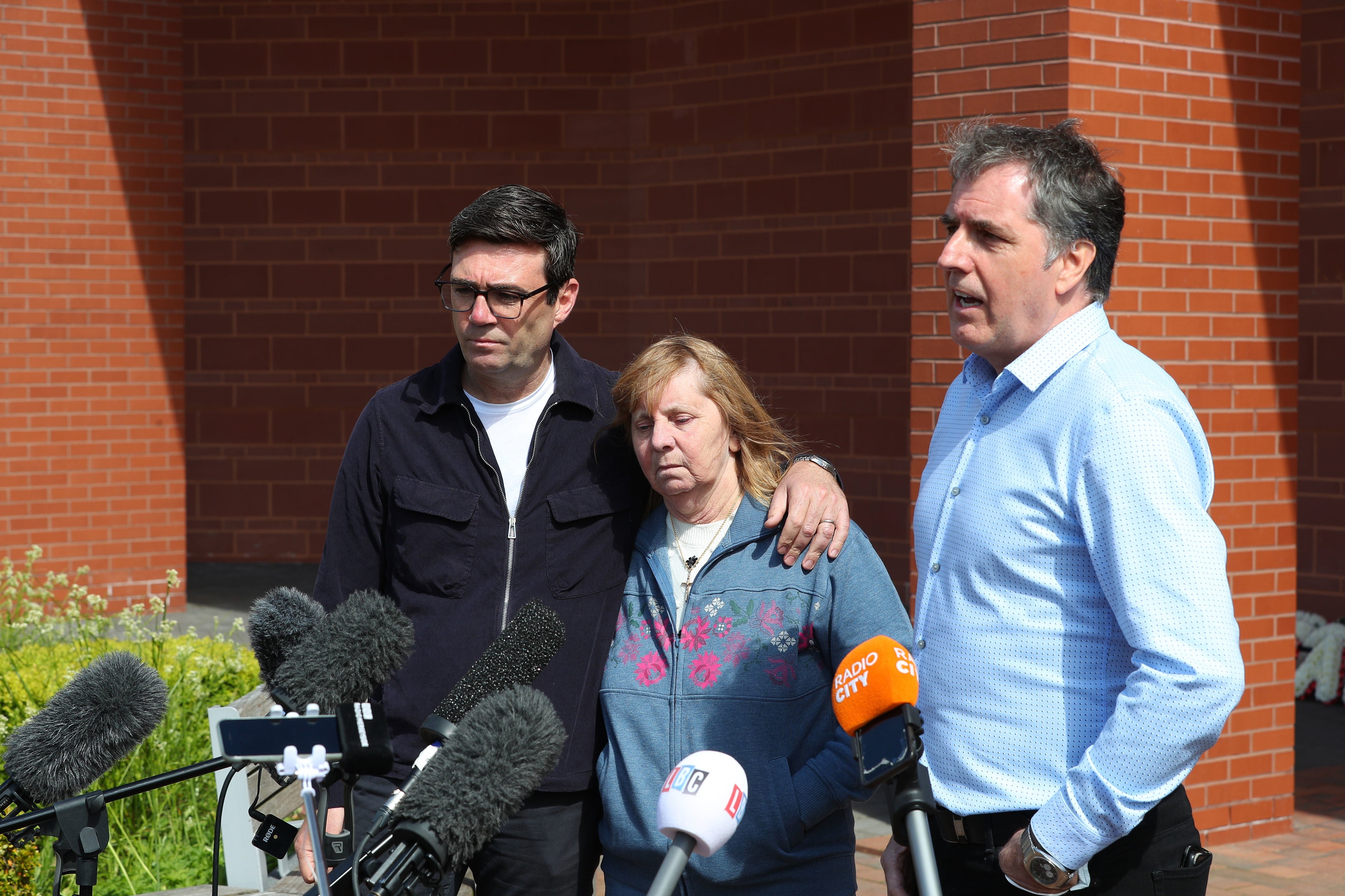 Hillsborough campaigner, Margaret Aspinall with Andy Burnham and Steve Rotheram