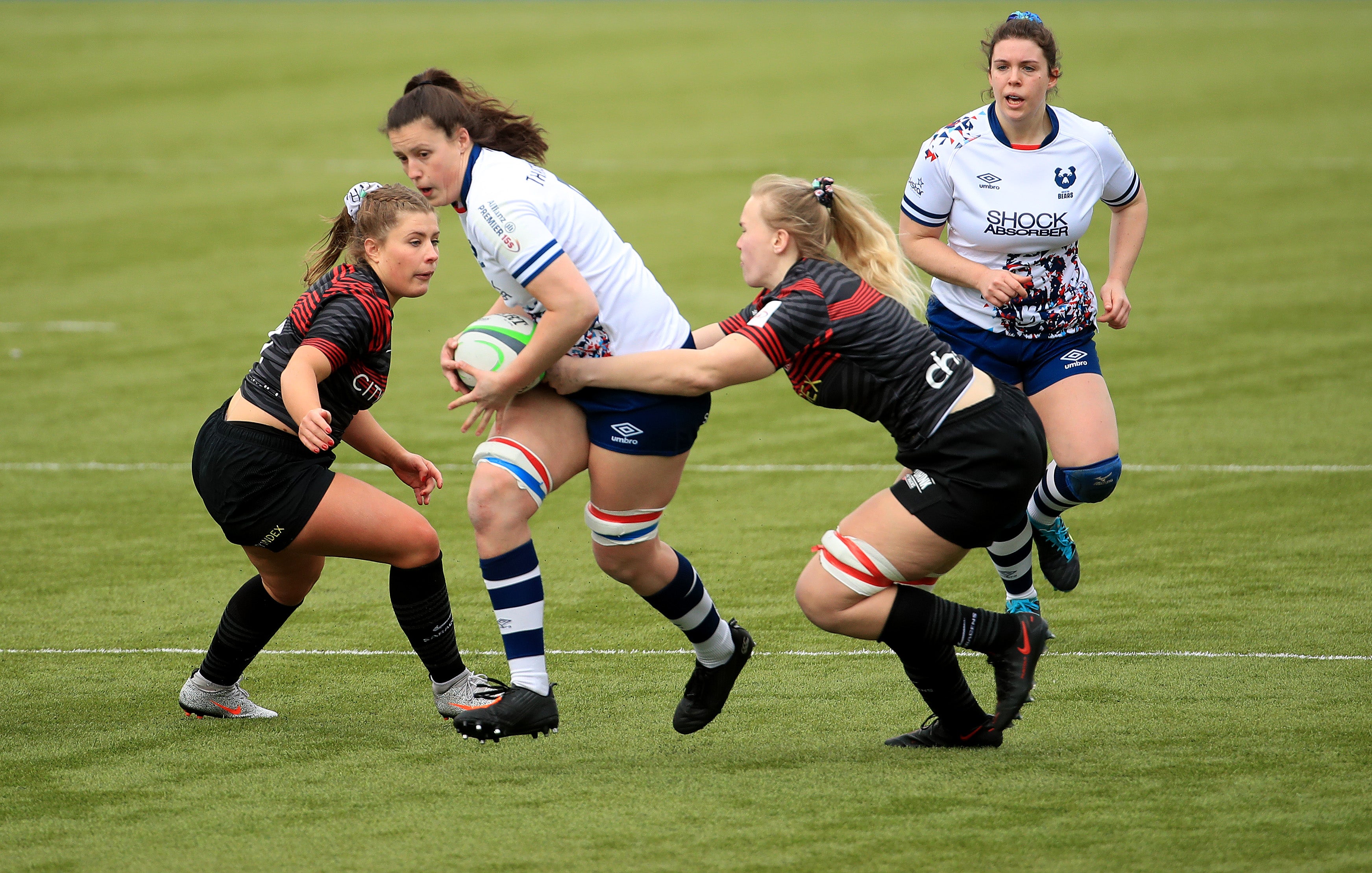 Marlo Boyd of Bristol Bears takes on the Saracens defence